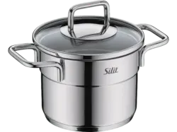 Silit Extra Cook Mini Fleischtopf mit Deckel 14cm (alle Herdarten, Silber, 18/10 Crominox Edelstahl)