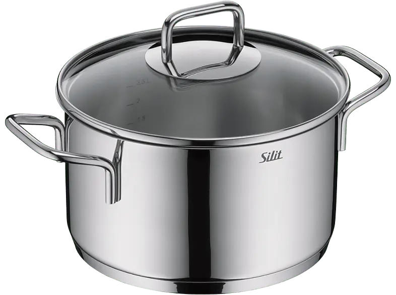 Silit Extra Cook Fleischtopf mit Deckel 20 cm (alle Herdarten, Silber, 18/10 Crominox Edelstahl)
