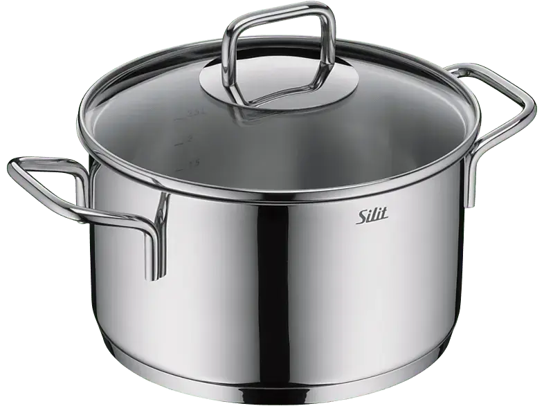 Silit Extra Cook Fleischtopf mit Deckel 20 cm (alle Herdarten, Silber, 18/10 Crominox Edelstahl)