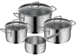 Silit Extra Cook Topfset 4tlg. (Backofengeeignet Ja, Gehäuse bis zu 250 °C, Deckel 180 alle Herdarten, Silber, 18/10 Crominox Edelstahl)