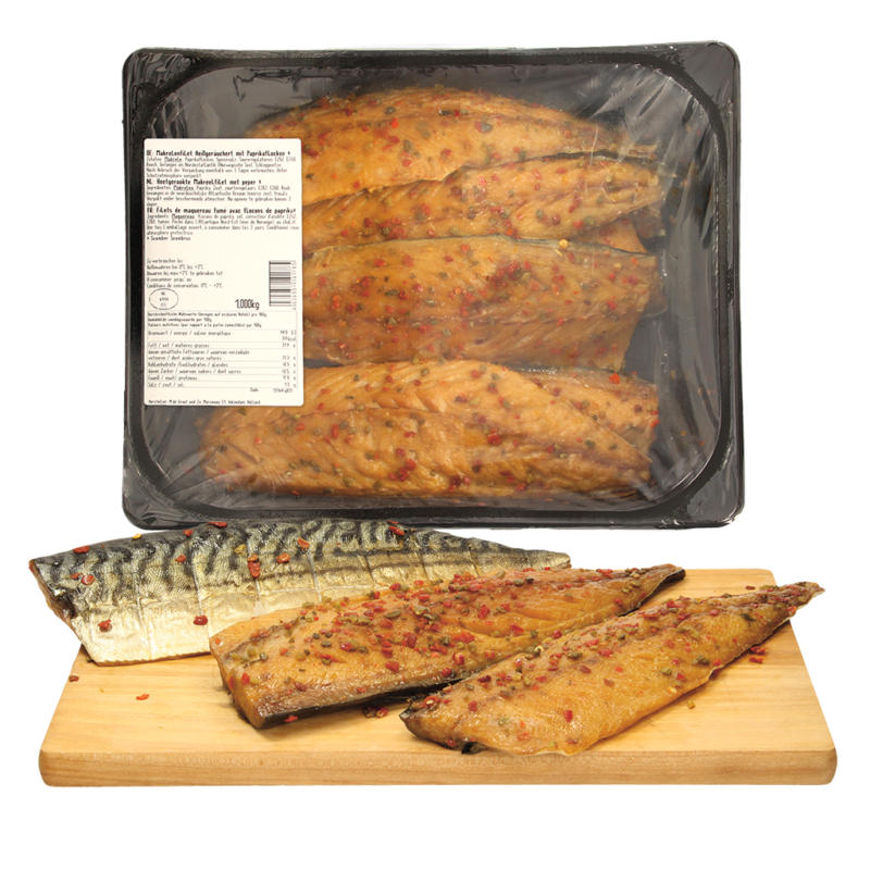 Geräucherte Makrelenfilets mit Paprikaflocken