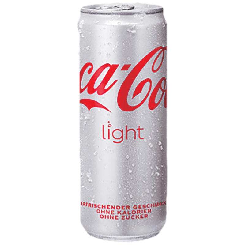 Coca-Cola light - Kalorienfreies, koffeinhaltiges Erfrischungsgetränk mit Pflanzenextrakten, mit Süßungsmitteln