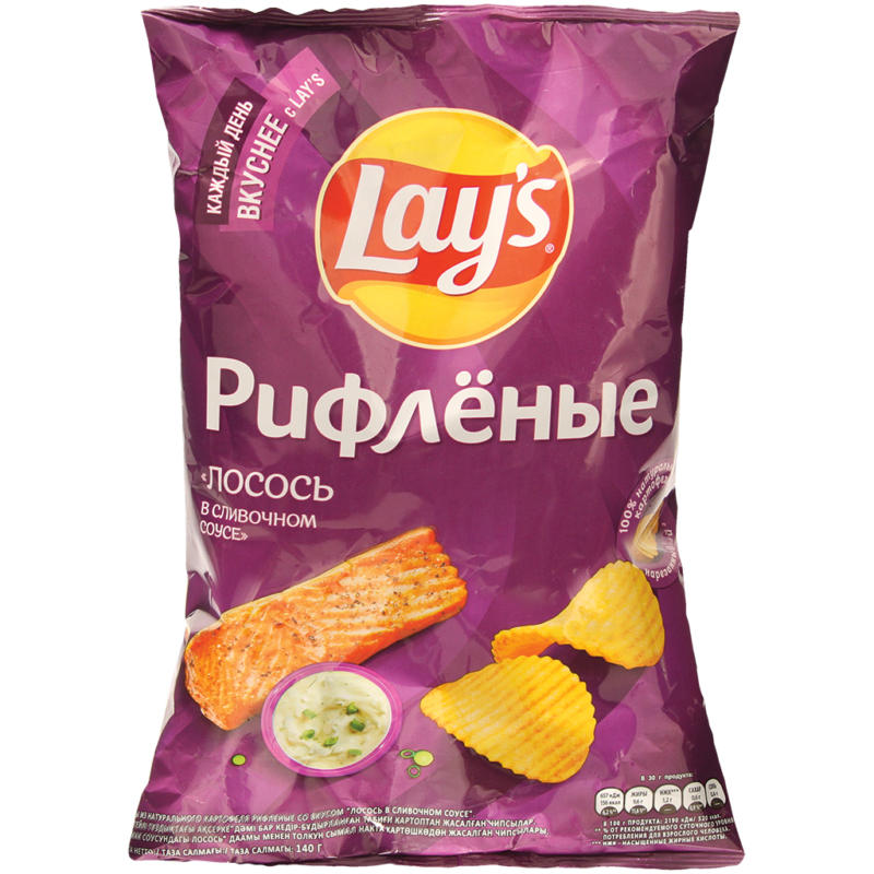 Kartoffelchips Lays mit Lachsgeschmack in cremiger Sauce