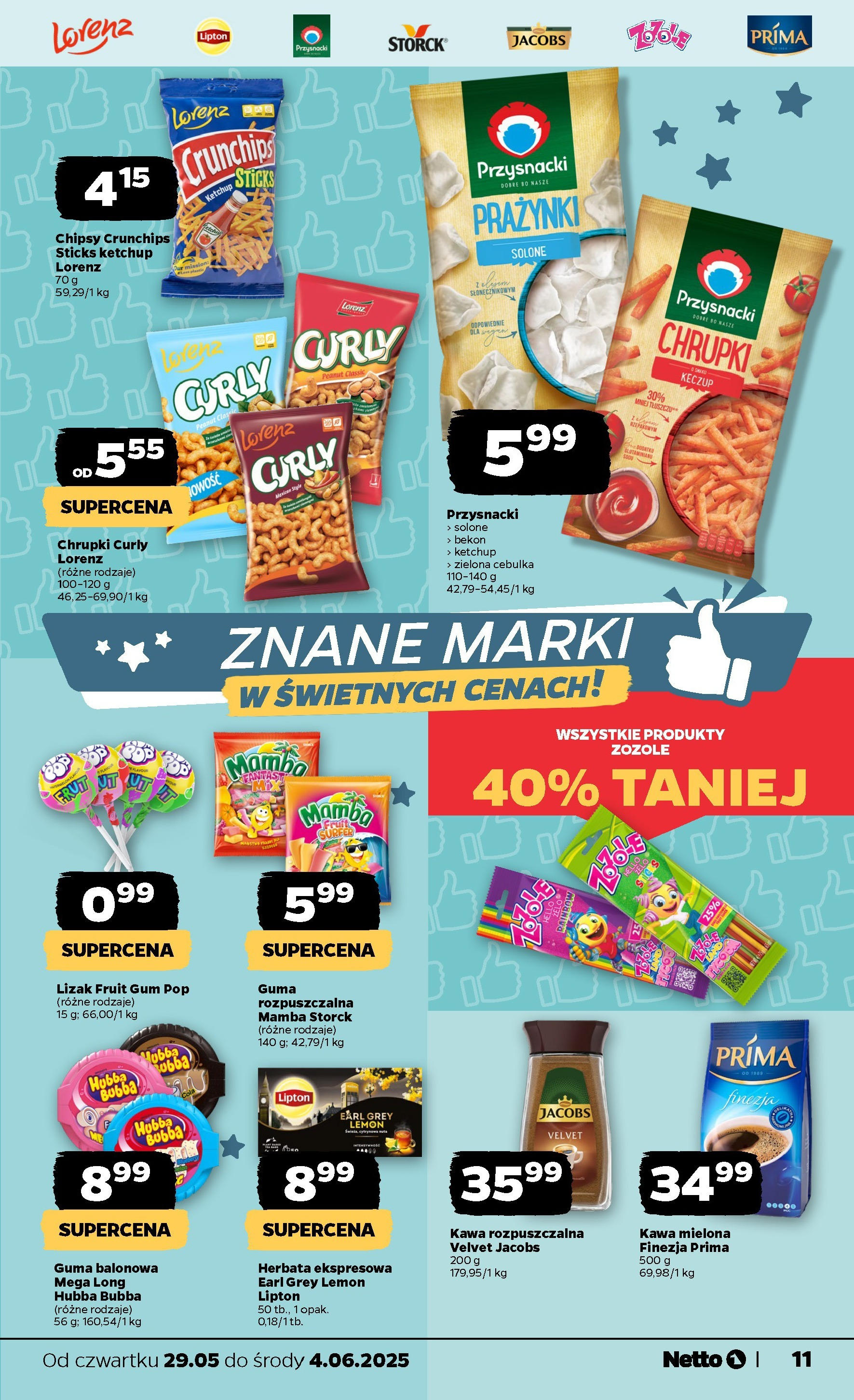 Netto gazetka - Spożywcza od 29.05.2025 - Aktualne promocje | Strona: 11 | Produkty: Chipsy, Ketchup, Bekon, Kawa