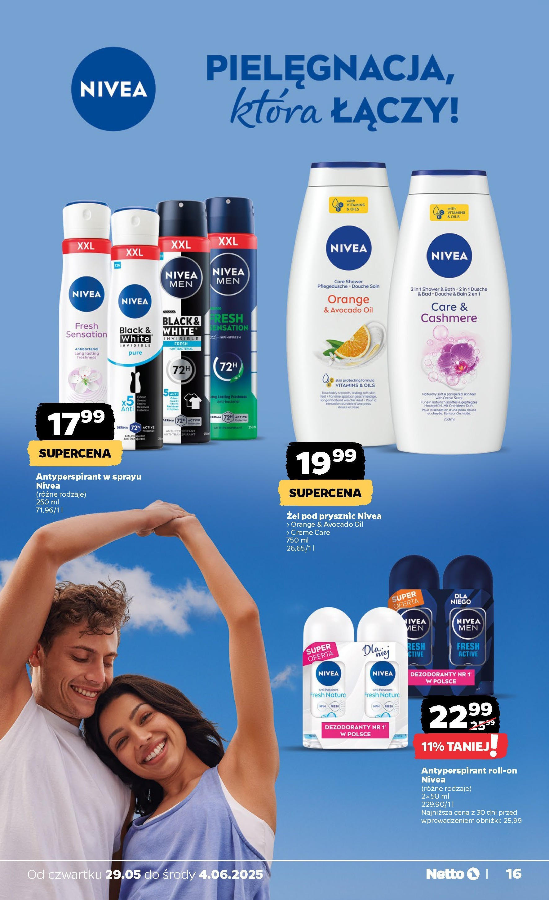 Netto gazetka - Spożywcza od 29.05.2025 - Aktualne promocje | Strona: 16 | Produkty: Prysznic, Żel pod prysznic, Antyperspirant