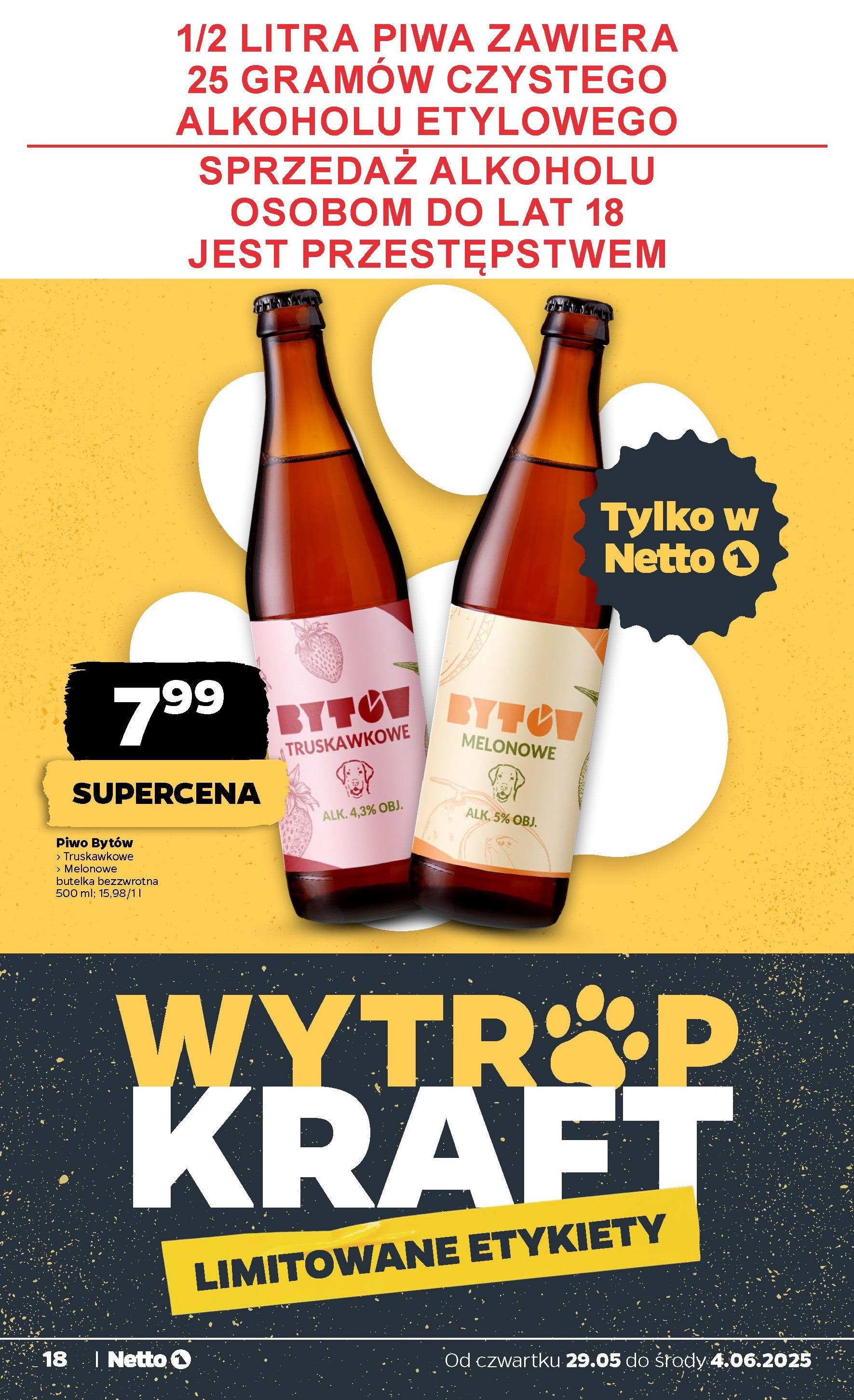 Netto gazetka - Spożywcza od 29.05.2025 - Aktualne promocje | Strona: 18 | Produkty: Piwo