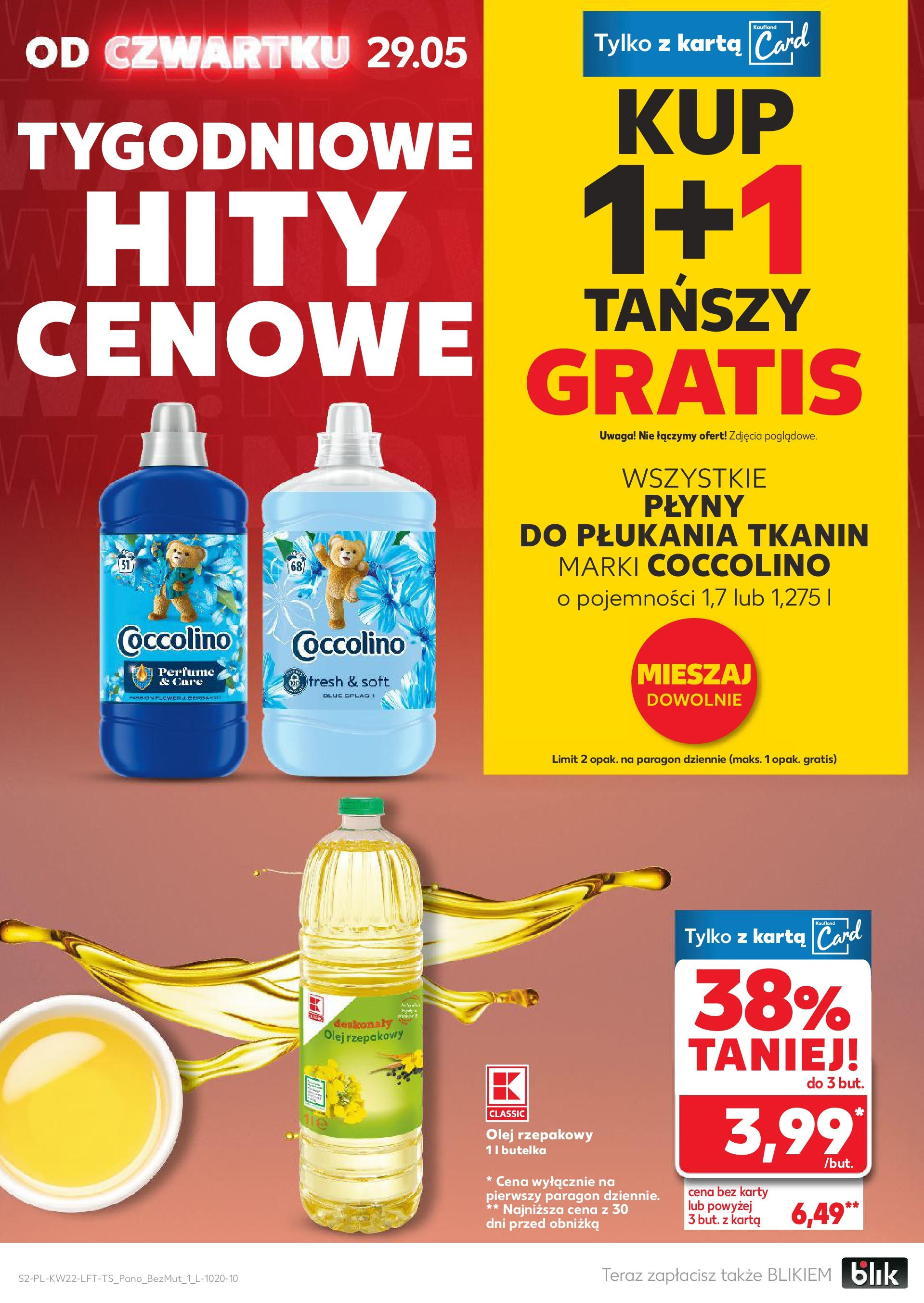 Kaufland gazetka od 29.05.2025 - od jutra PDF | Strona: 2 | Produkty: Karta, Olej rzepakowy, Coccolino, Płyn do płukania tkanin