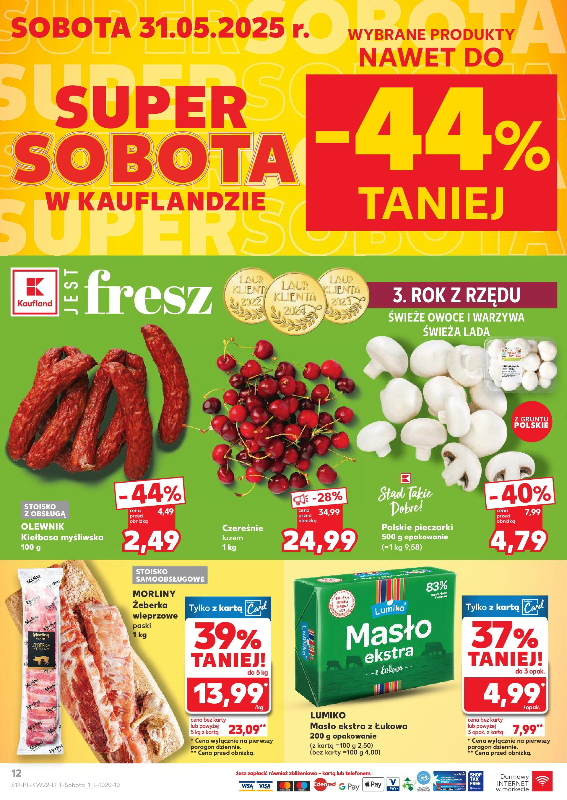 Kaufland gazetka od 29.05.2025 - od jutra PDF | Strona: 12 | Produkty: Kiełbasa, Karta, Czereśnie, Warzywa