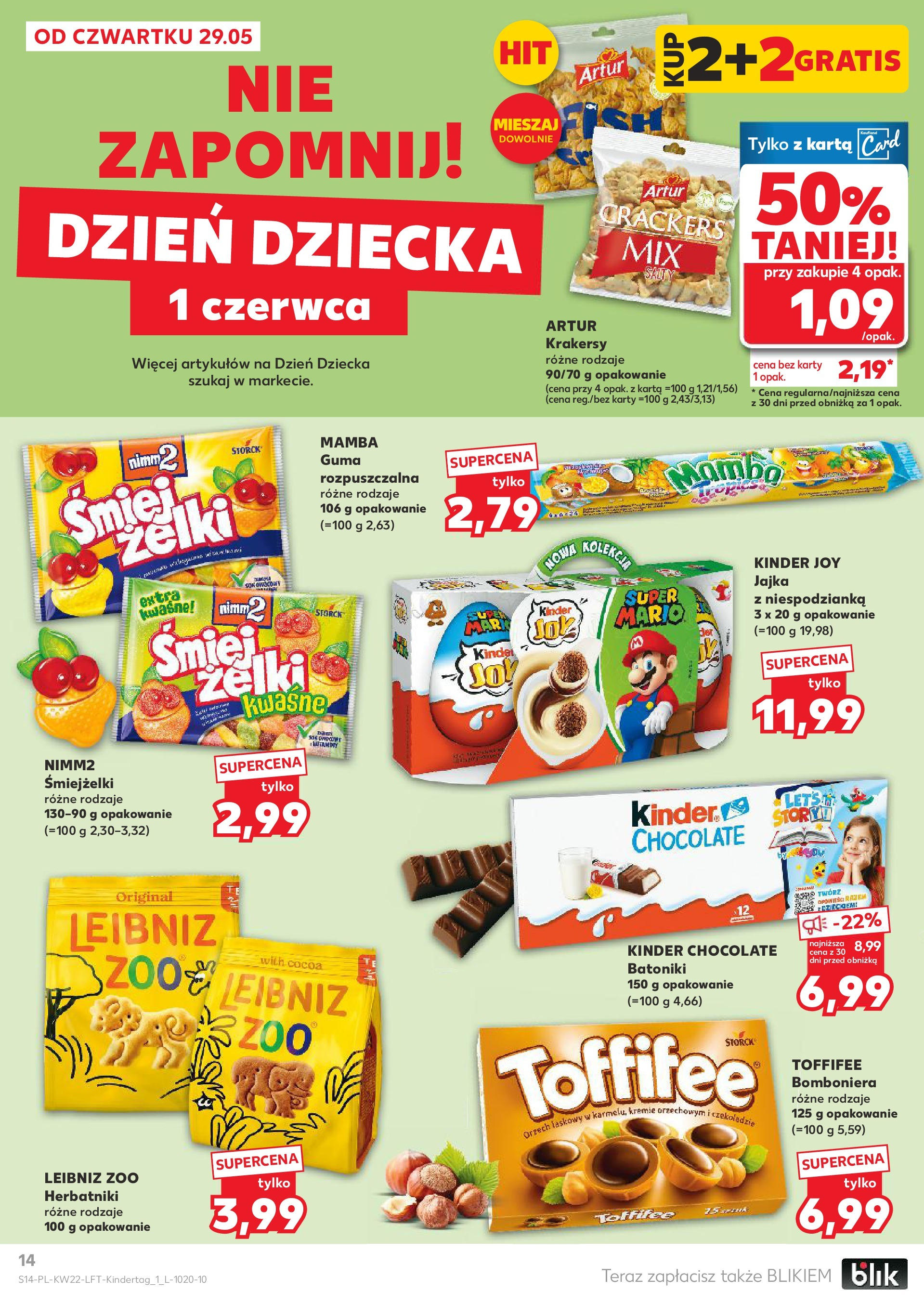 Kaufland gazetka od 29.05.2025 - od jutra PDF | Strona: 14 | Produkty: Karta, Kinder Joy, Toffifee, Jajka