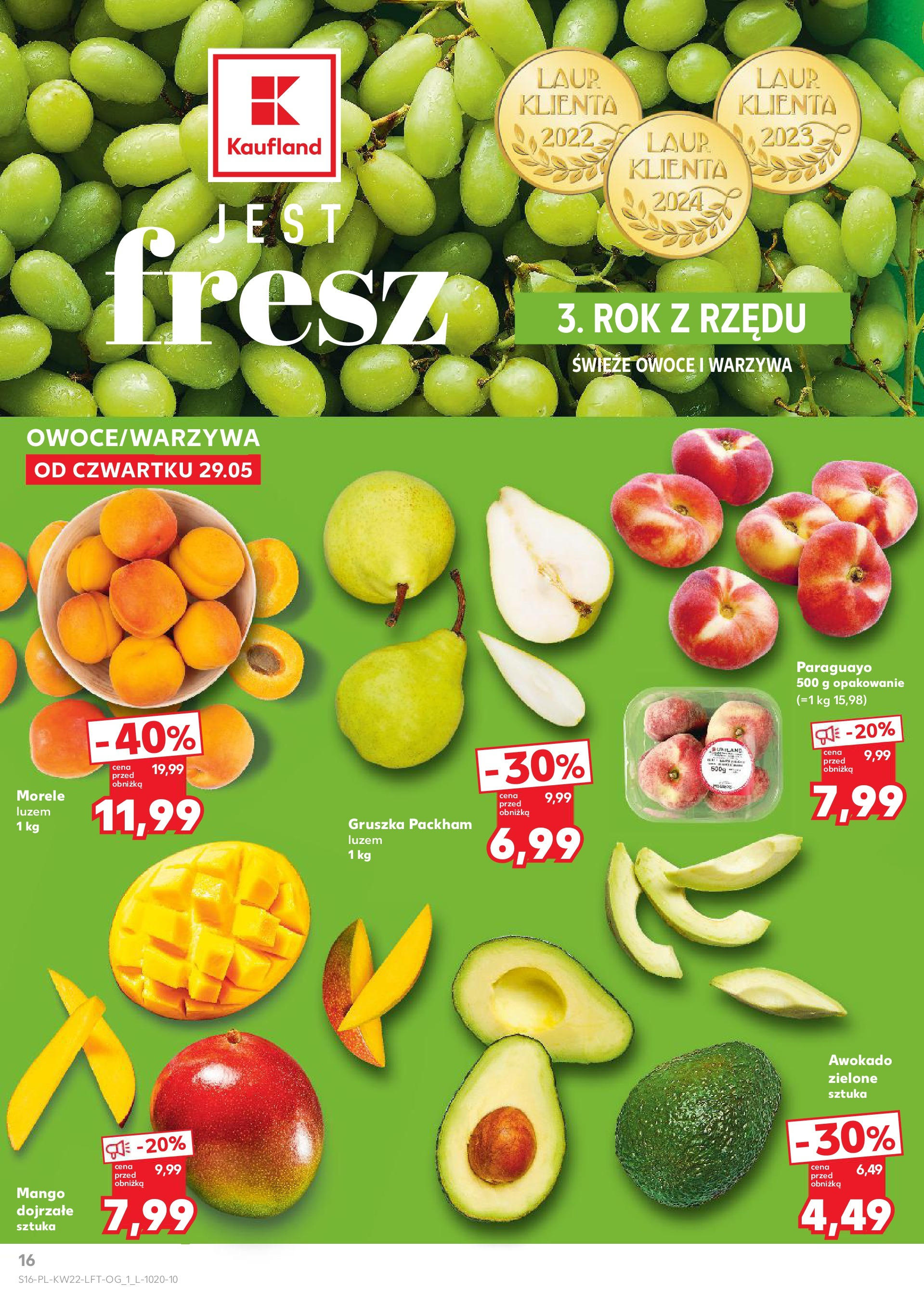 Kaufland gazetka od 29.05.2025 - od jutra PDF | Strona: 16 | Produkty: Mango, Gruszka, Awokado, Warzywa