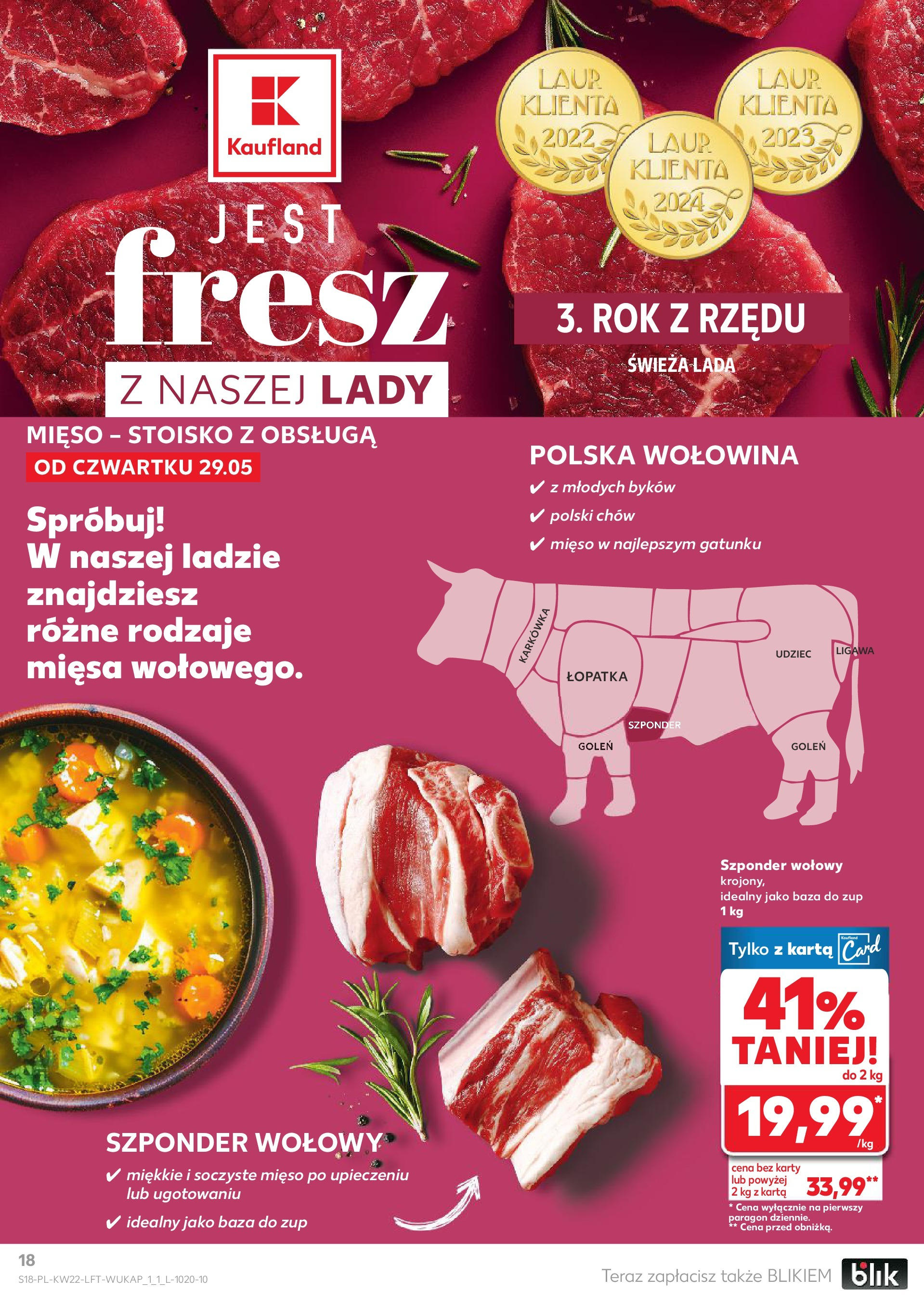Kaufland gazetka od 29.05.2025 - od jutra PDF | Strona: 18 | Produkty: Karta, Karkówka, Mięso, Wołowina