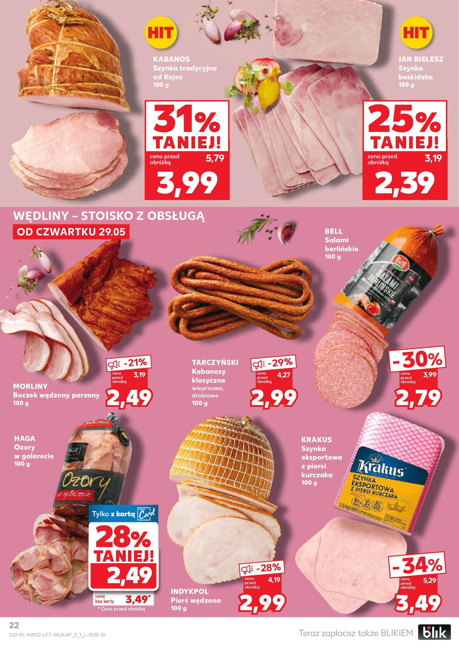 Kaufland gazetka od 29.05.2025 - od jutra PDF | Strona: 22 | Produkty: Boczek wędzony parzony, Bell, Szynka, Wędliny