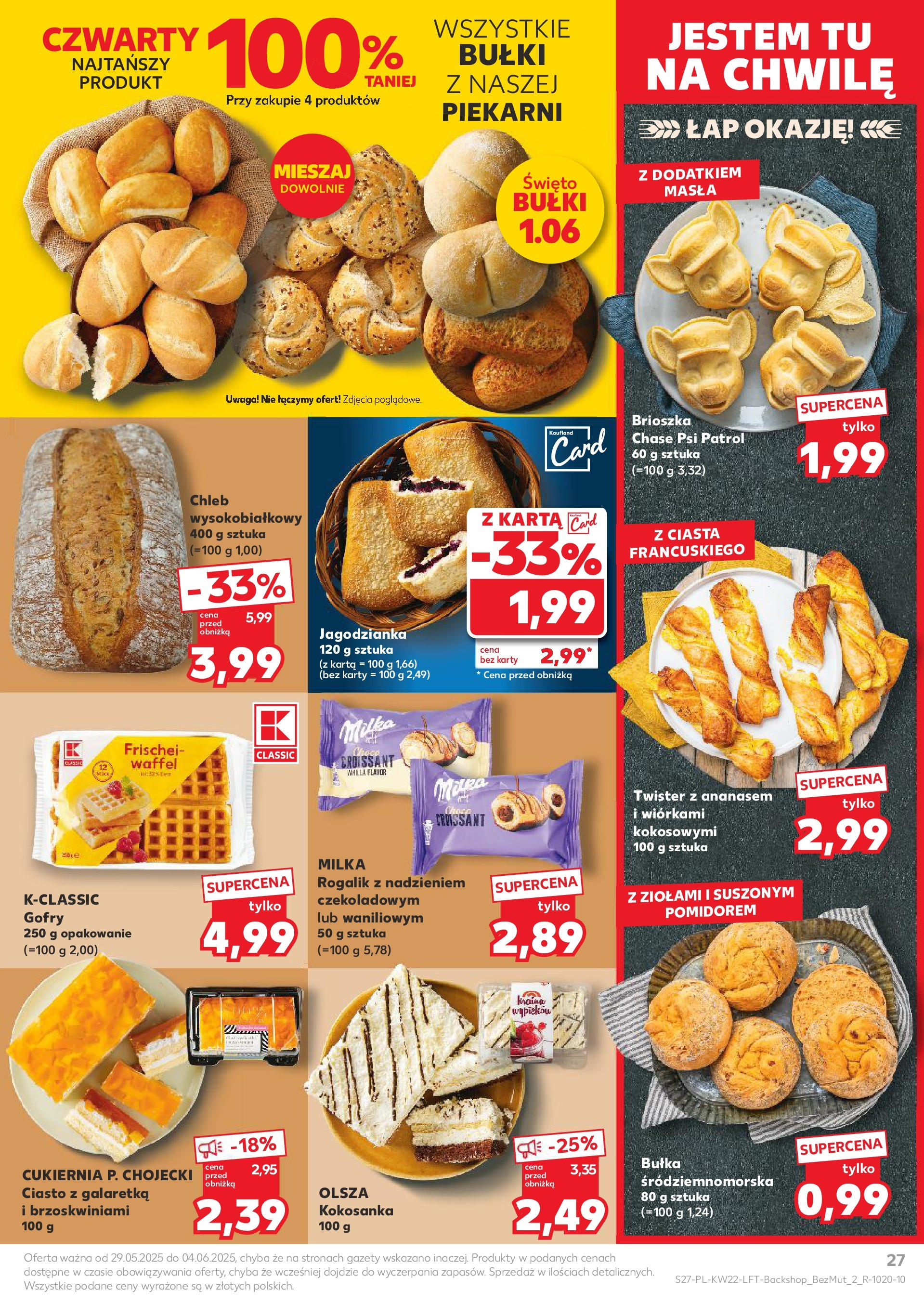 Kaufland gazetka od 29.05.2025 - od jutra PDF | Strona: 27 | Produkty: Karta, Ciasto, Milka, Bułka