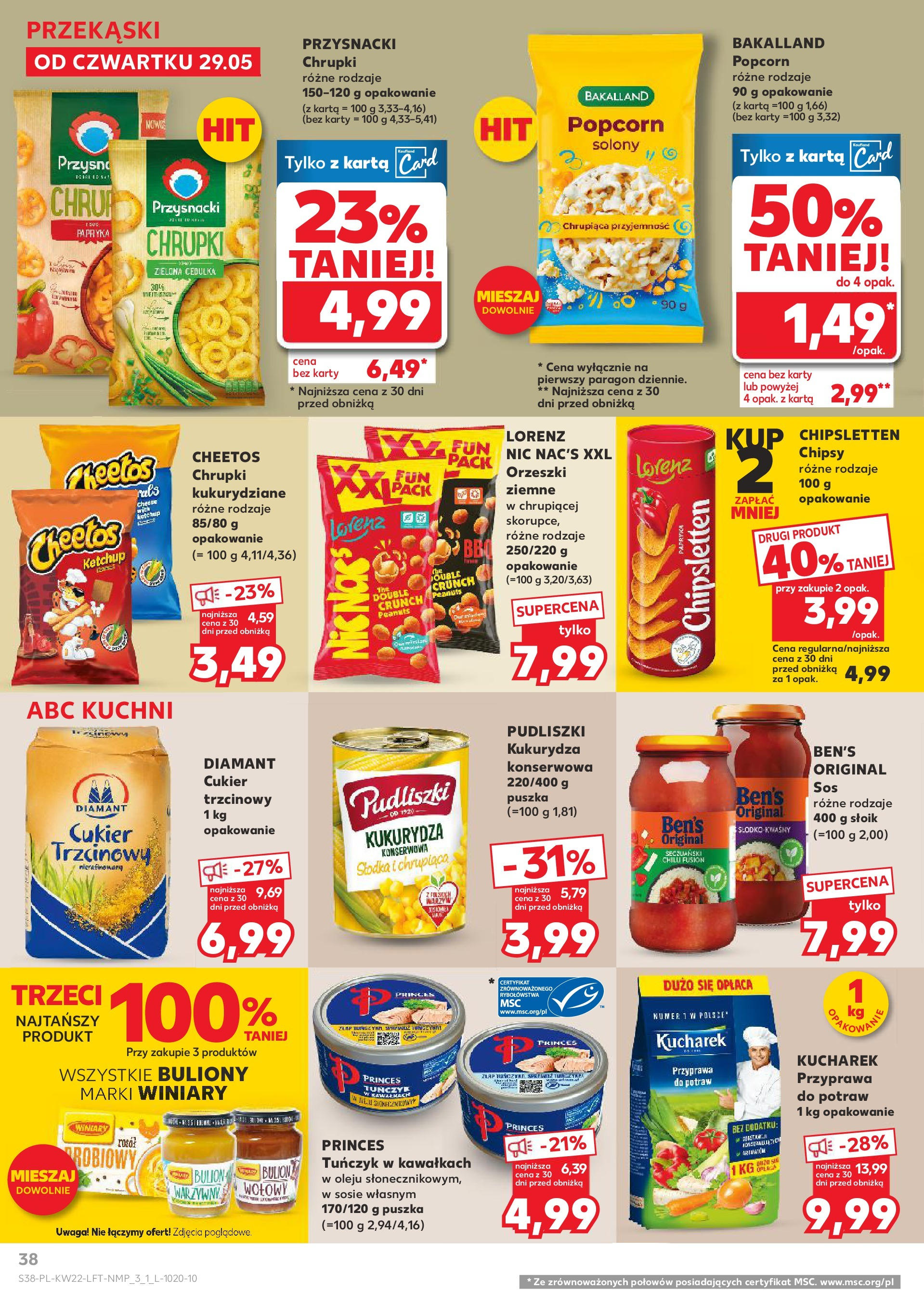 Kaufland gazetka od 29.05.2025 - od jutra PDF | Strona: 38 | Produkty: Chipsy, Orzeszki ziemne, Popcorn, Cukier