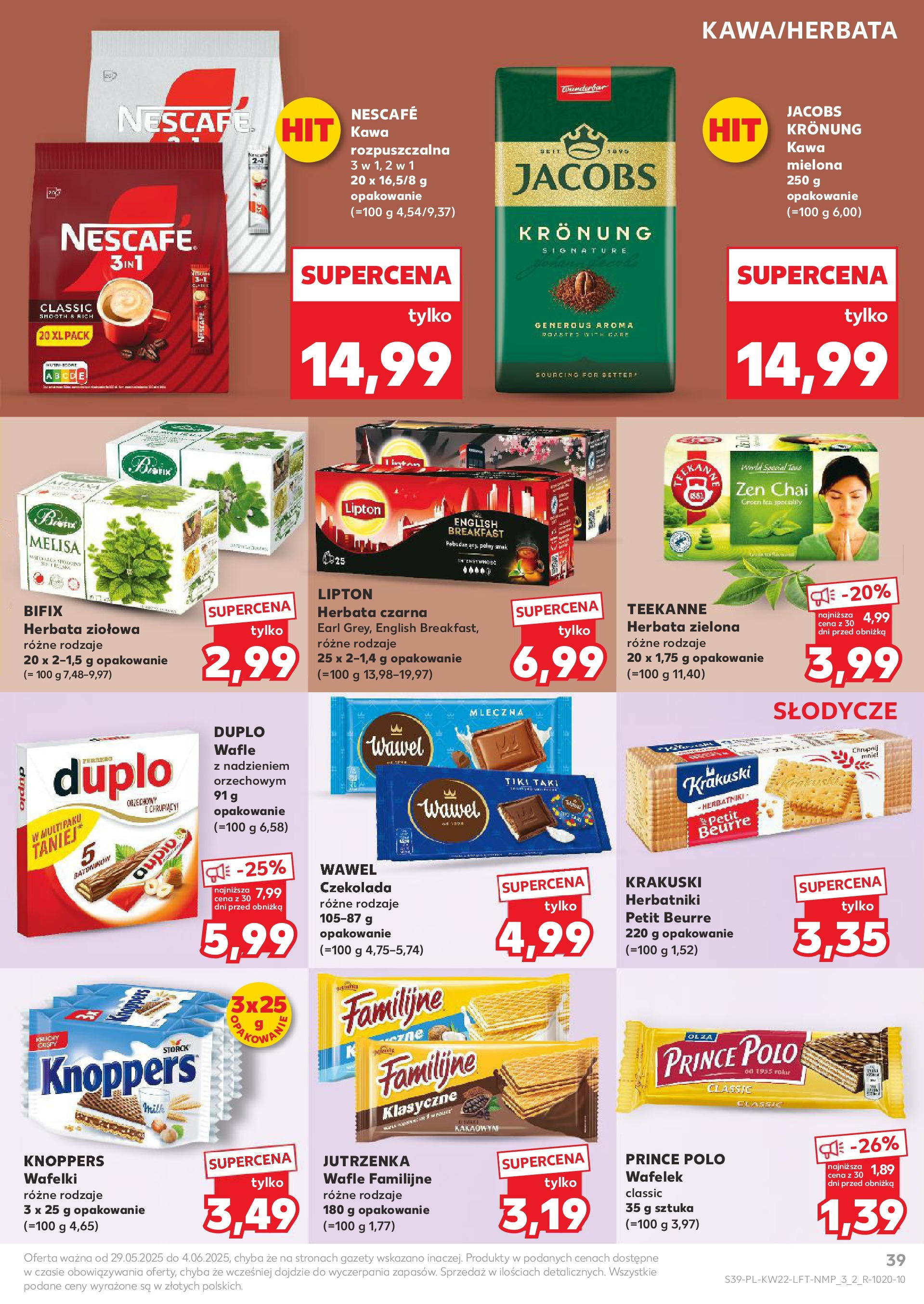 Kaufland gazetka od 29.05.2025 - od jutra PDF | Strona: 39 | Produkty: Nescafe, Herbatniki, Kawa, Czekolada