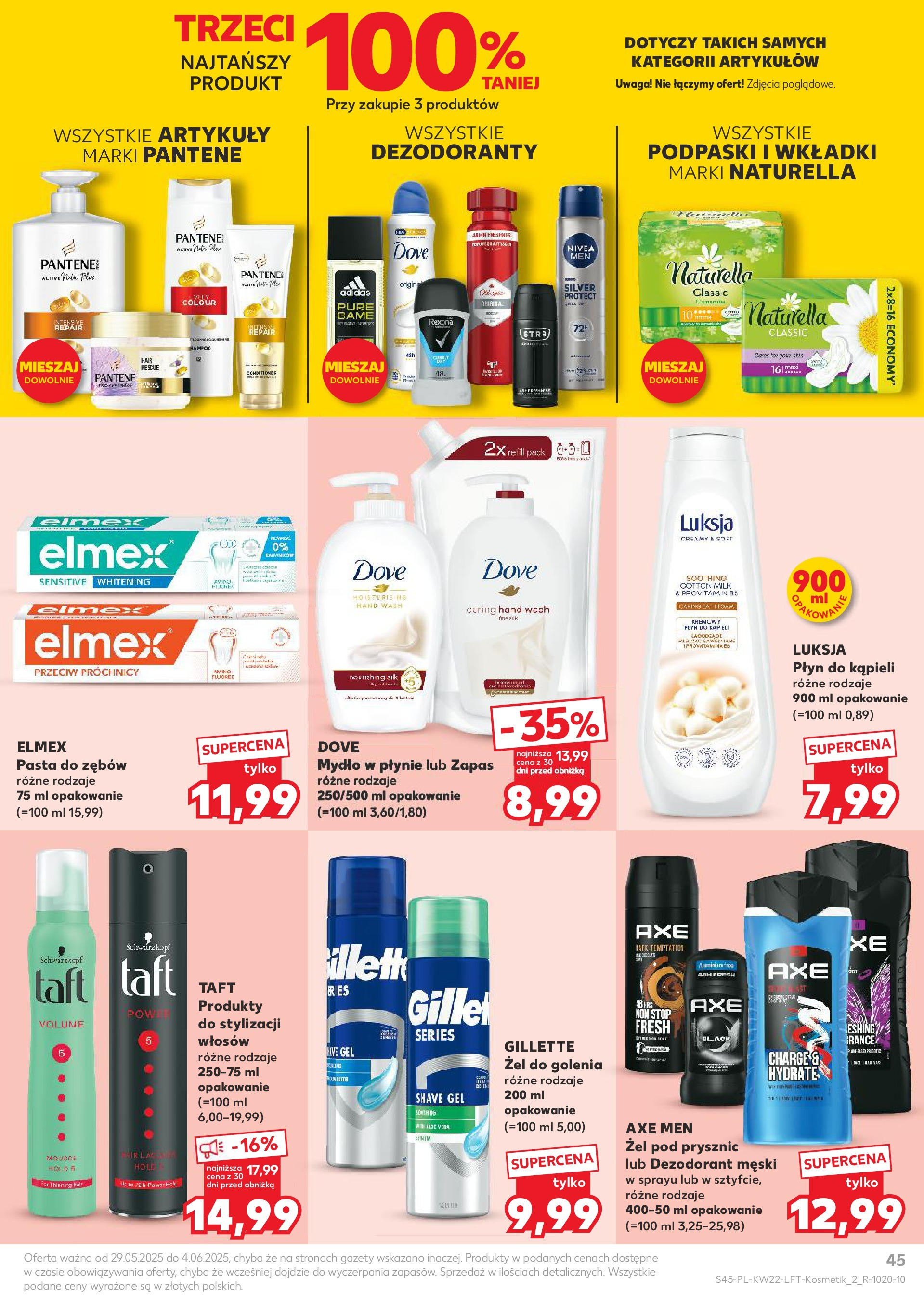 Kaufland gazetka od 29.05.2025 - od jutra PDF | Strona: 45 | Produkty: Mydło w płynie, Podpaski, Prysznic, Pasta do zębów