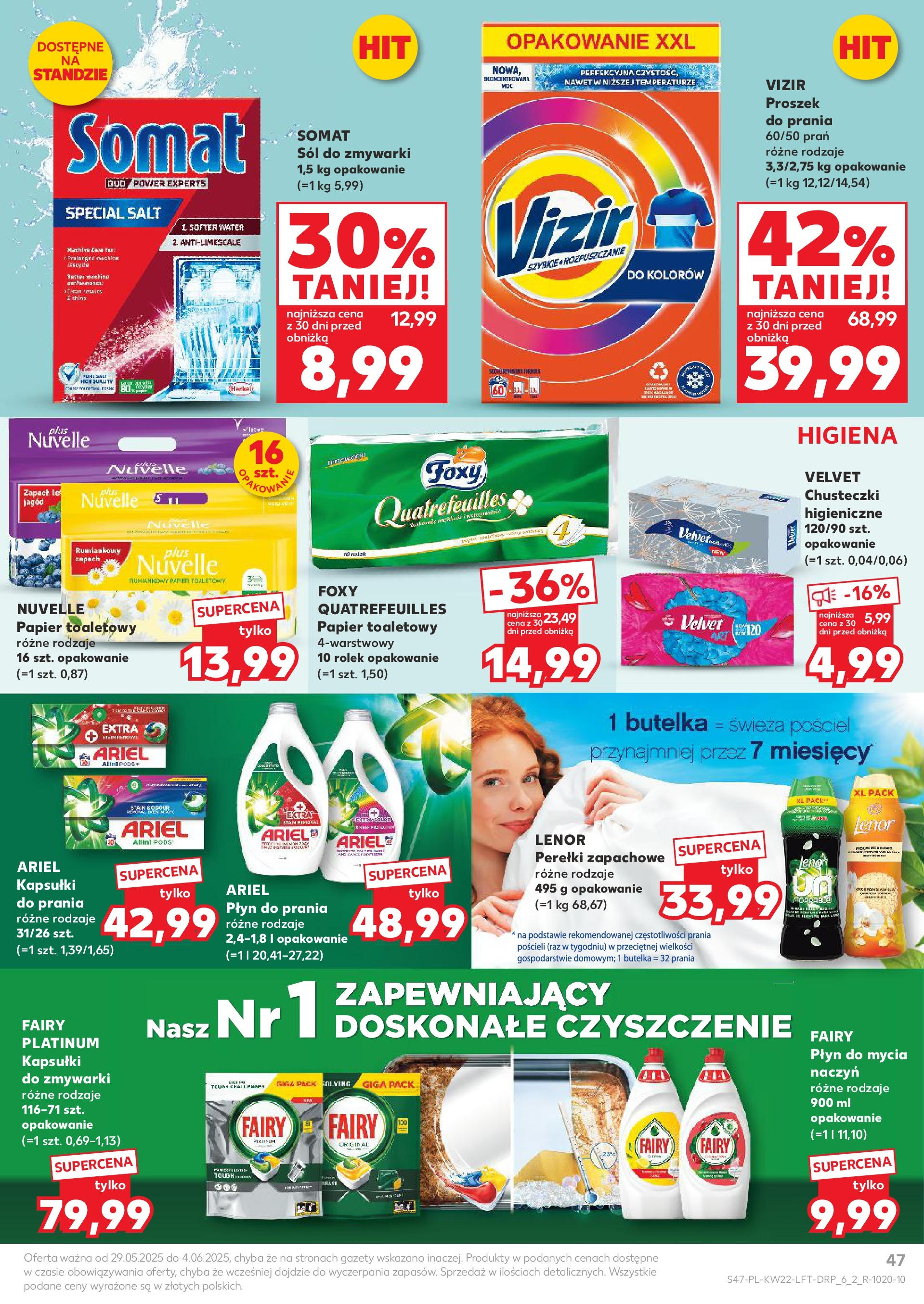 Kaufland gazetka od 29.05.2025 - od jutra PDF | Strona: 47 | Produkty: Papier toaletowy, Proszek do prania, Kapsułki do zmywarki, Sól