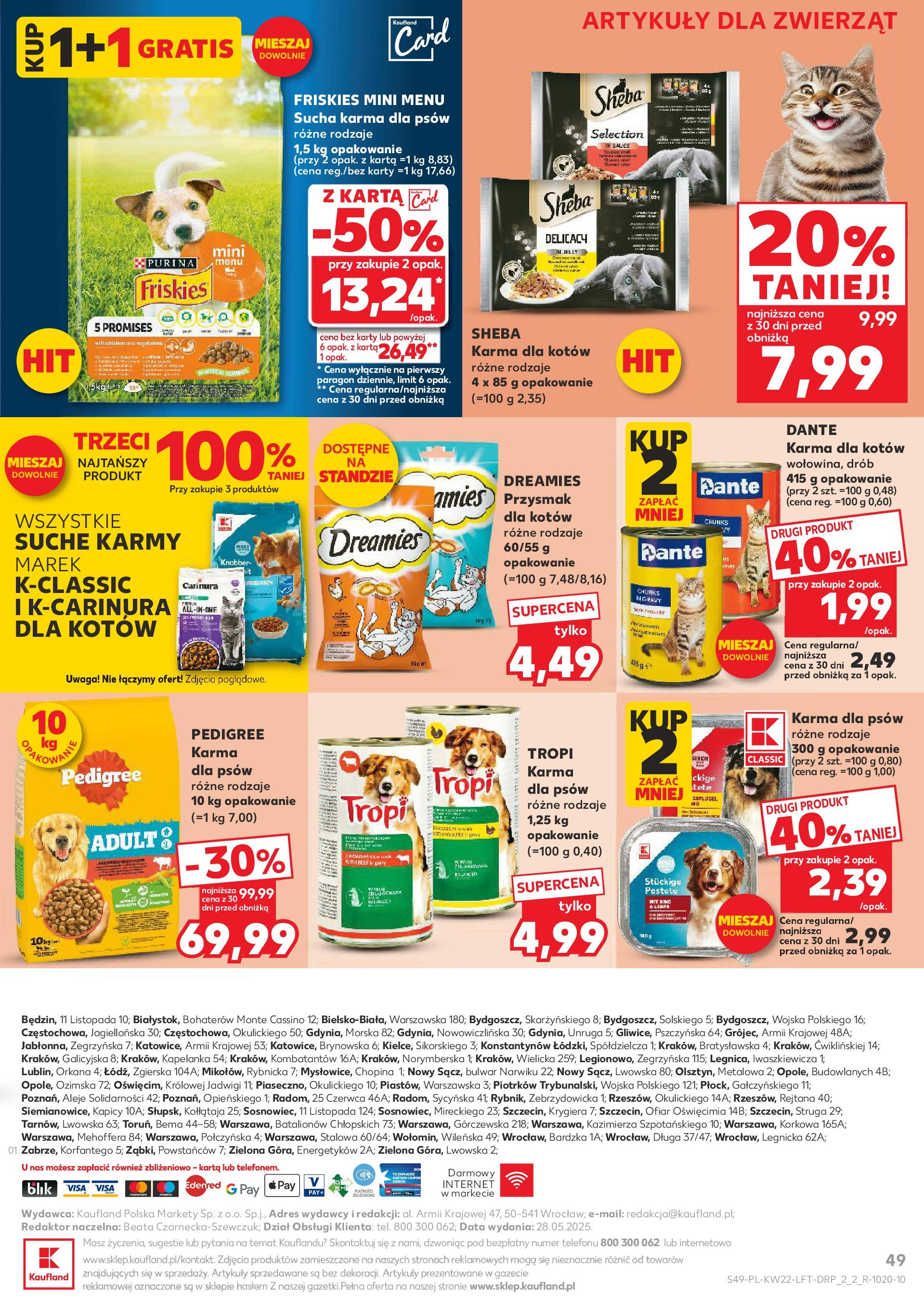 Kaufland gazetka od 29.05.2025 - od jutra PDF | Strona: 49 | Produkty: Karta, Pedigree, Karma dla kotów, Karma dla psów