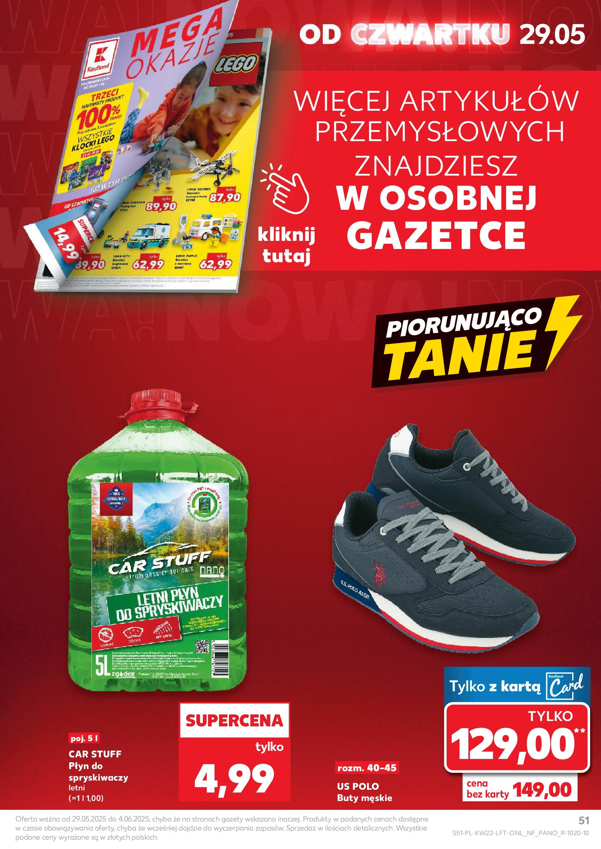 Kaufland gazetka od 29.05.2025 - od jutra PDF | Strona: 51 | Produkty: Buty, Płyn do spryskiwaczy letni, Lego, Płyn do spryskiwaczy