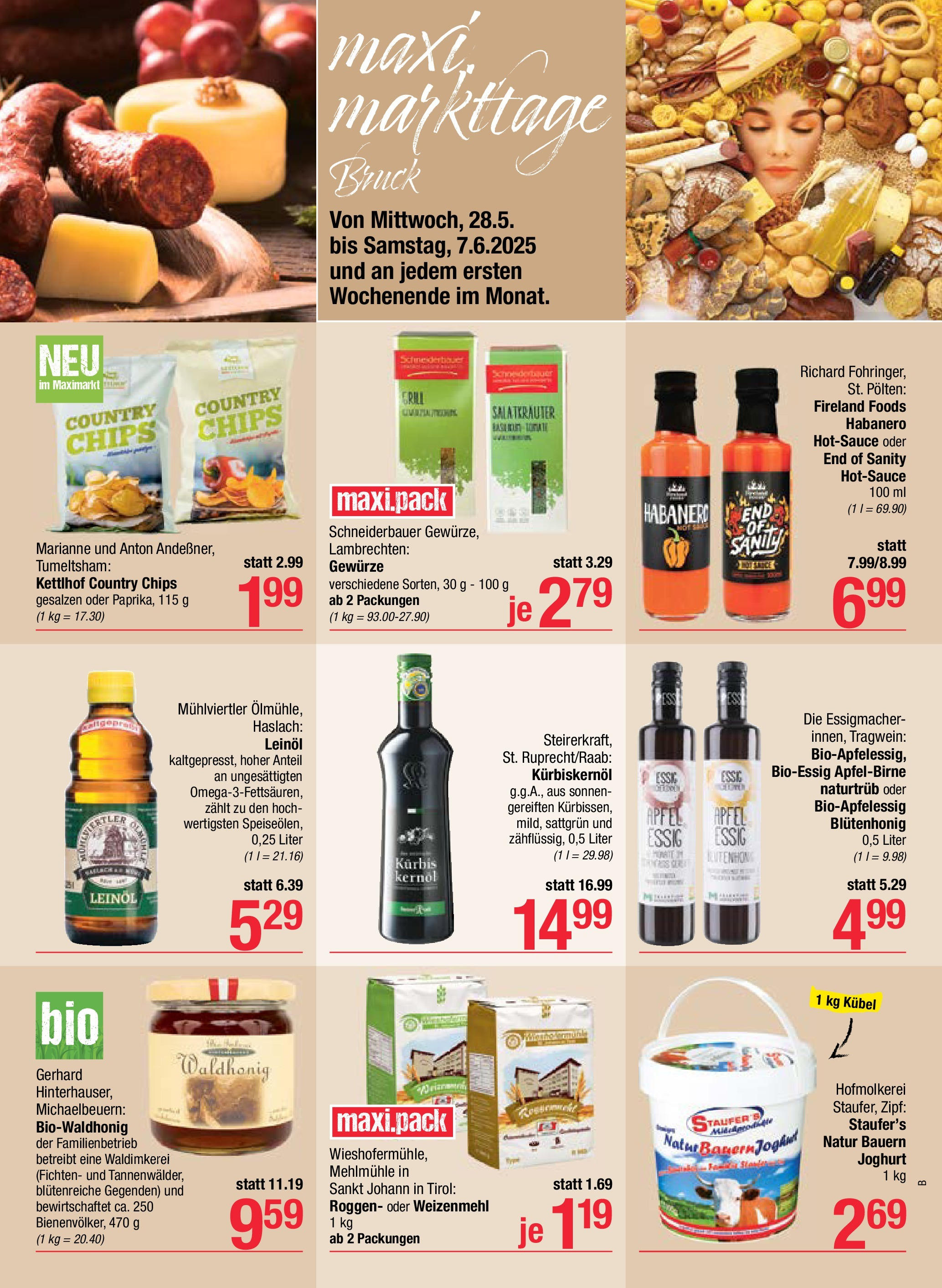 Maximarkt Das Beste aus Österreich - Bruck An Der Glocknerstraße von 28.05.2025 - Aktuelle Angebote | Seite: 5 | Produkte: Chips, Gewürze, Grill, Joghurt