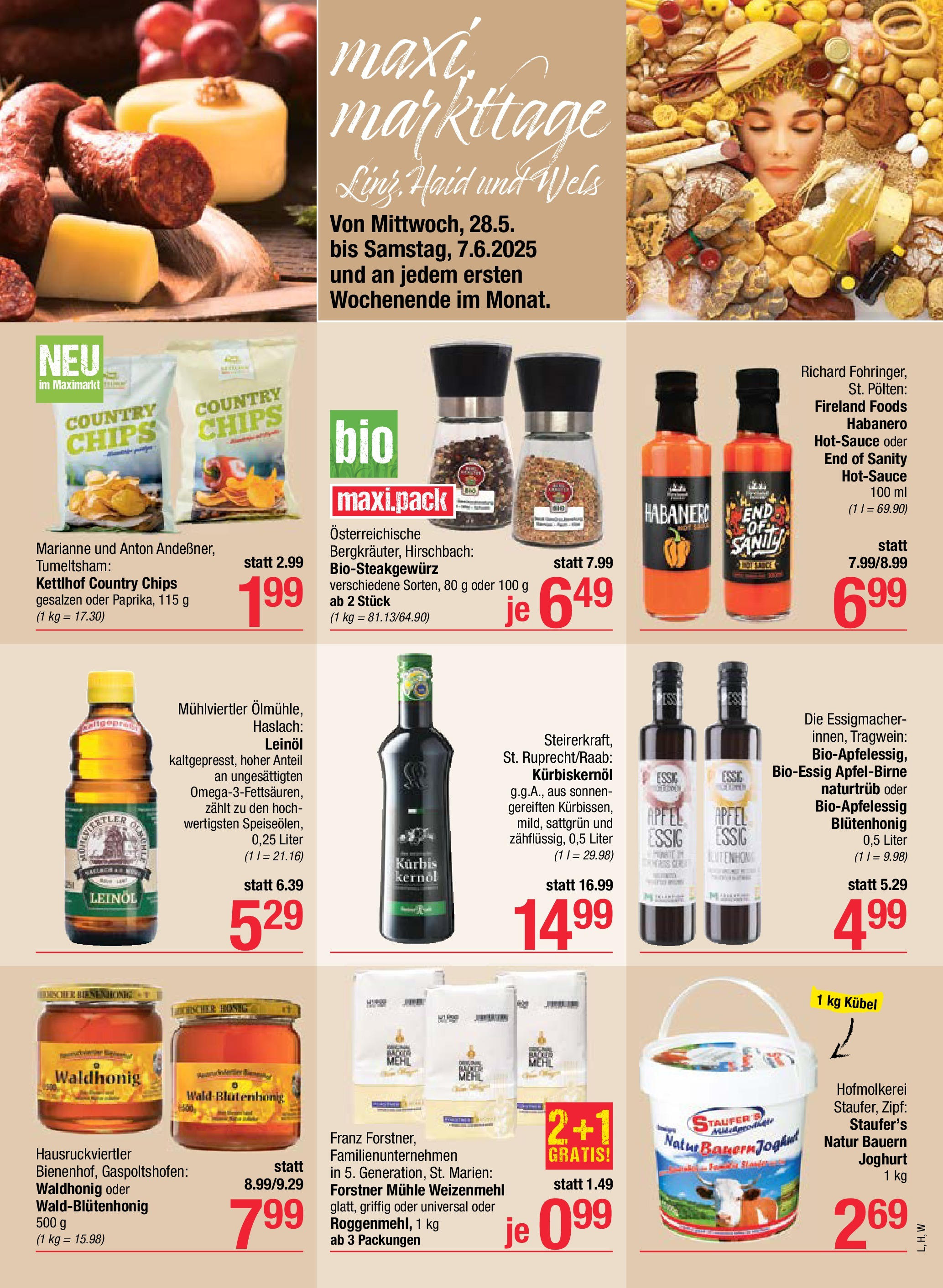 Maximarkt Das Beste aus Österreich - Haid, Linz, Wels von 28.05.2025 - Aktuelle Angebote | Seite: 5 | Produkte: Chips, Kürbis, Mühle, Joghurt