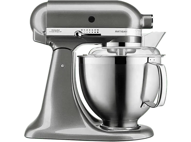 Kitchen Aid 5 KSM 185 PSEMS Artisan Küchenmaschine Medaillon Silber (Rührschüsselkapazität: 4,8 l, 300 Watt)