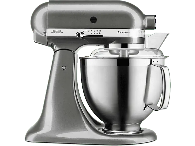 Kitchen Aid 5 KSM 185 PSEMS Artisan Küchenmaschine Medaillon Silber (Rührschüsselkapazität: 4,8 l, 300 Watt)