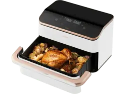 Cosori CAF-TF101S Dual Blaze TwinFryTM Heißluftfritteuse mit Trenneinsatz (10l, 2800W, Weiß)