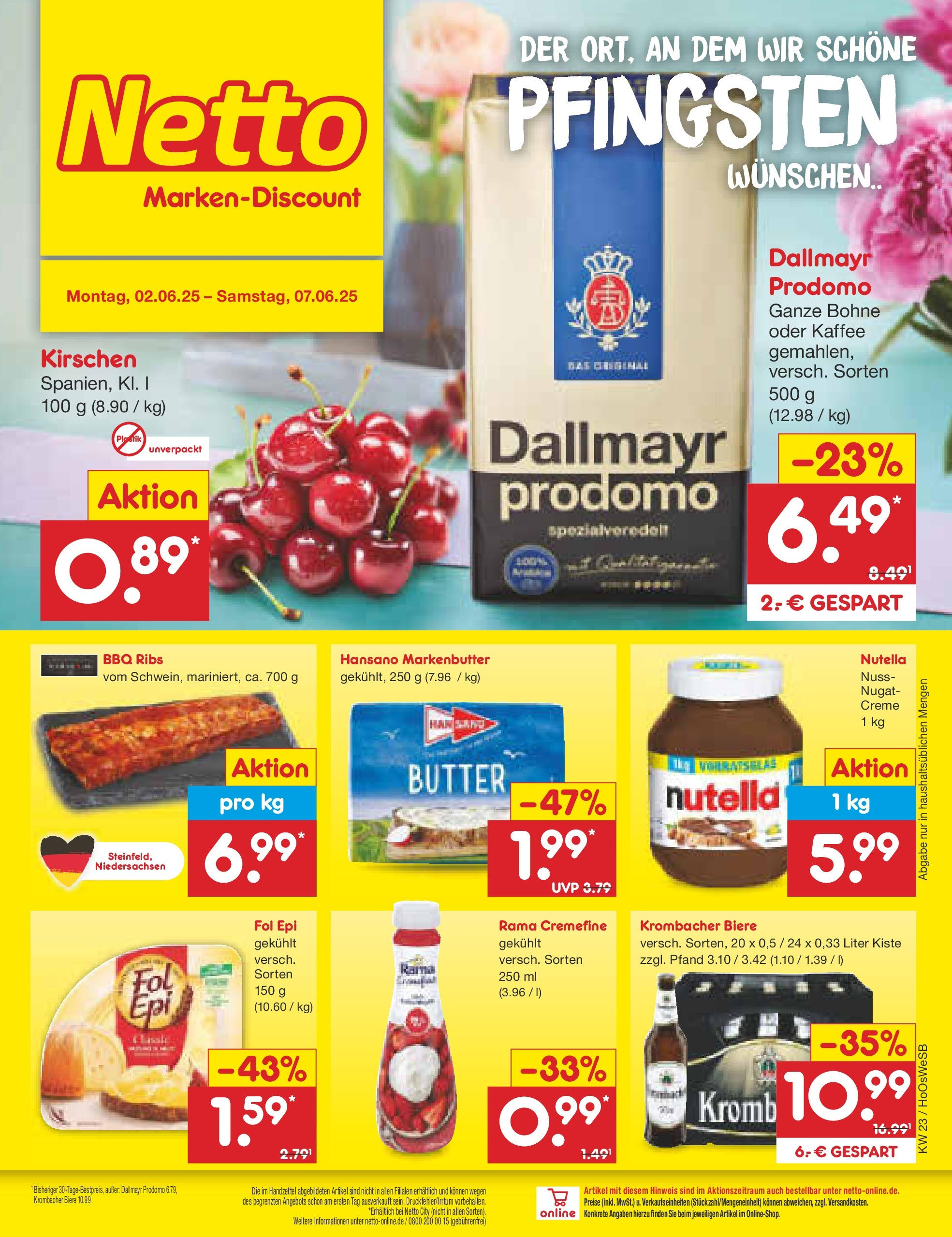 Netto Marken-Discount prospekt Hannover (ab 01.06.2025) » Angebote | Seite: 1 | Produkte: Butter, Kaffee, Creme, Kirschen