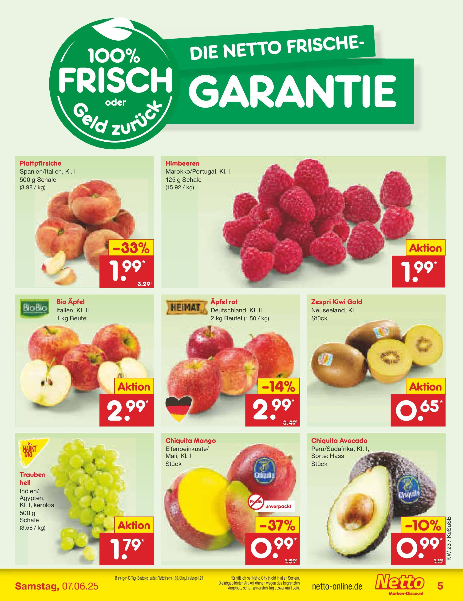 Netto Marken-Discount prospekt Kruft	 (ab 01.06.2025) » Angebote | Seite: 5 | Produkte: Himbeeren, Avocado, Mango, Kiwi
