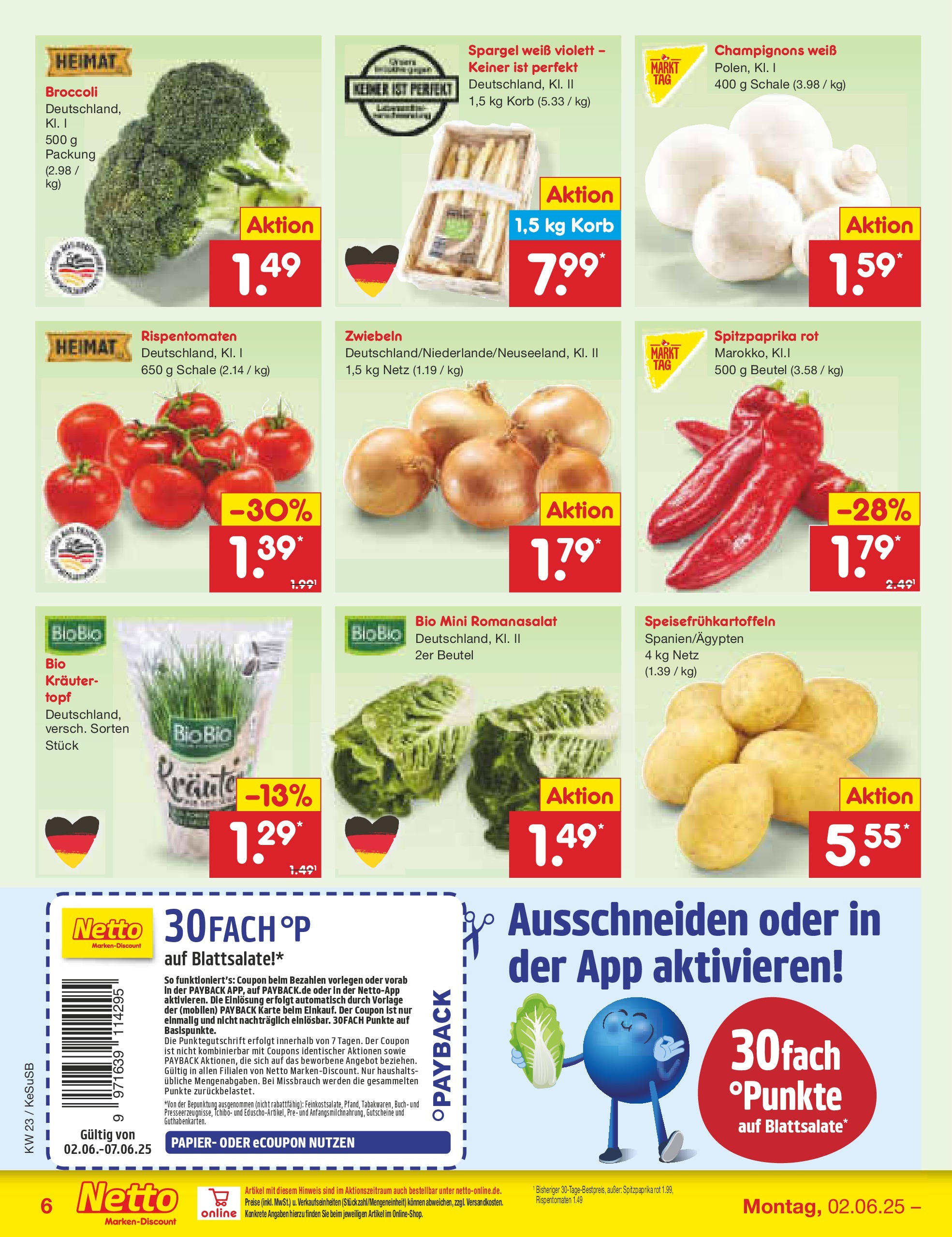 Netto Marken-Discount prospekt Kruft	 (ab 01.06.2025) » Angebote | Seite: 6 | Produkte: Korb, Spargel, Champignons, Zwiebeln