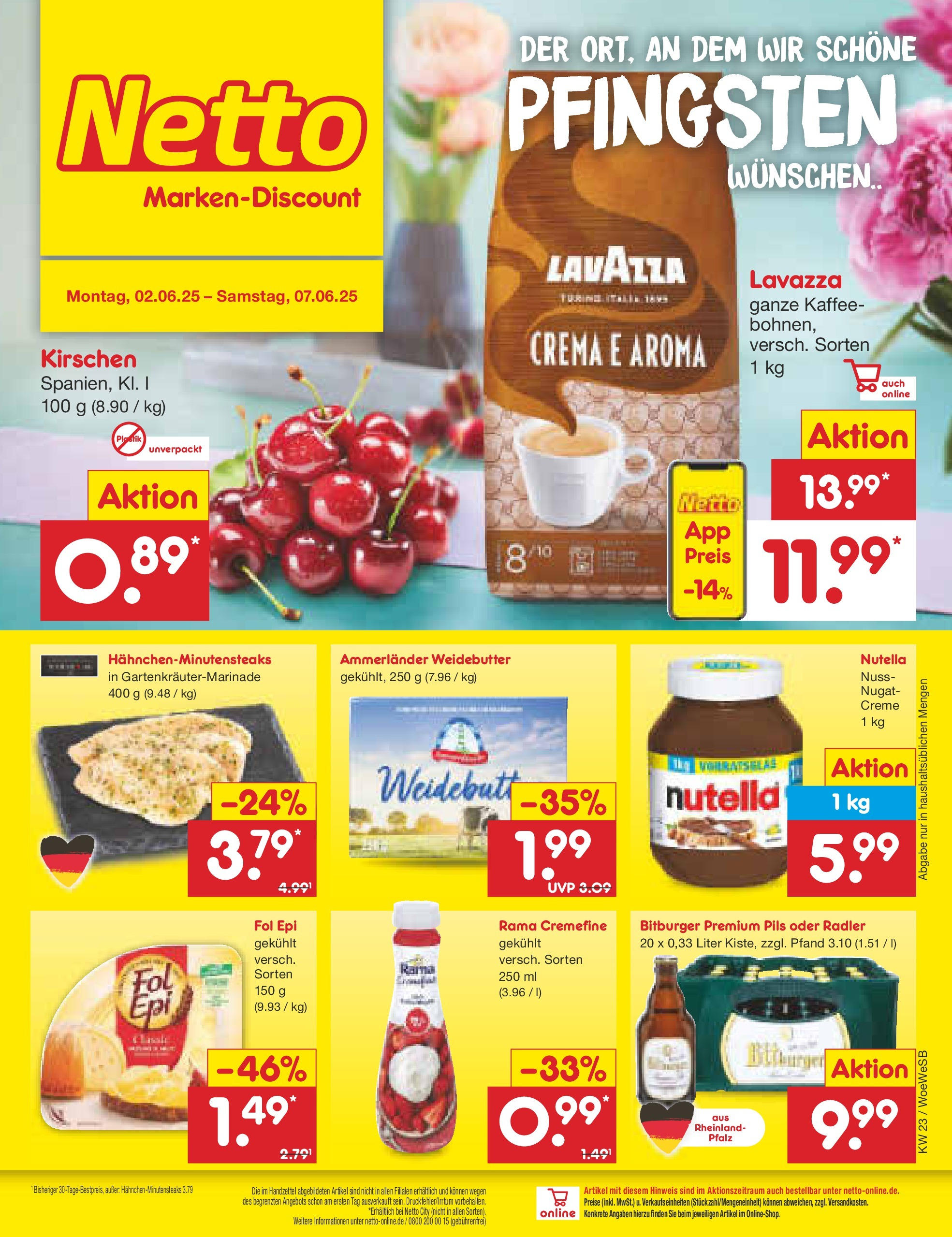 Netto Marken-Discount prospekt Katzweiler (ab 01.06.2025) » Angebote | Seite: 1 | Produkte: Bitburger, Rama, Rama cremefine, Creme