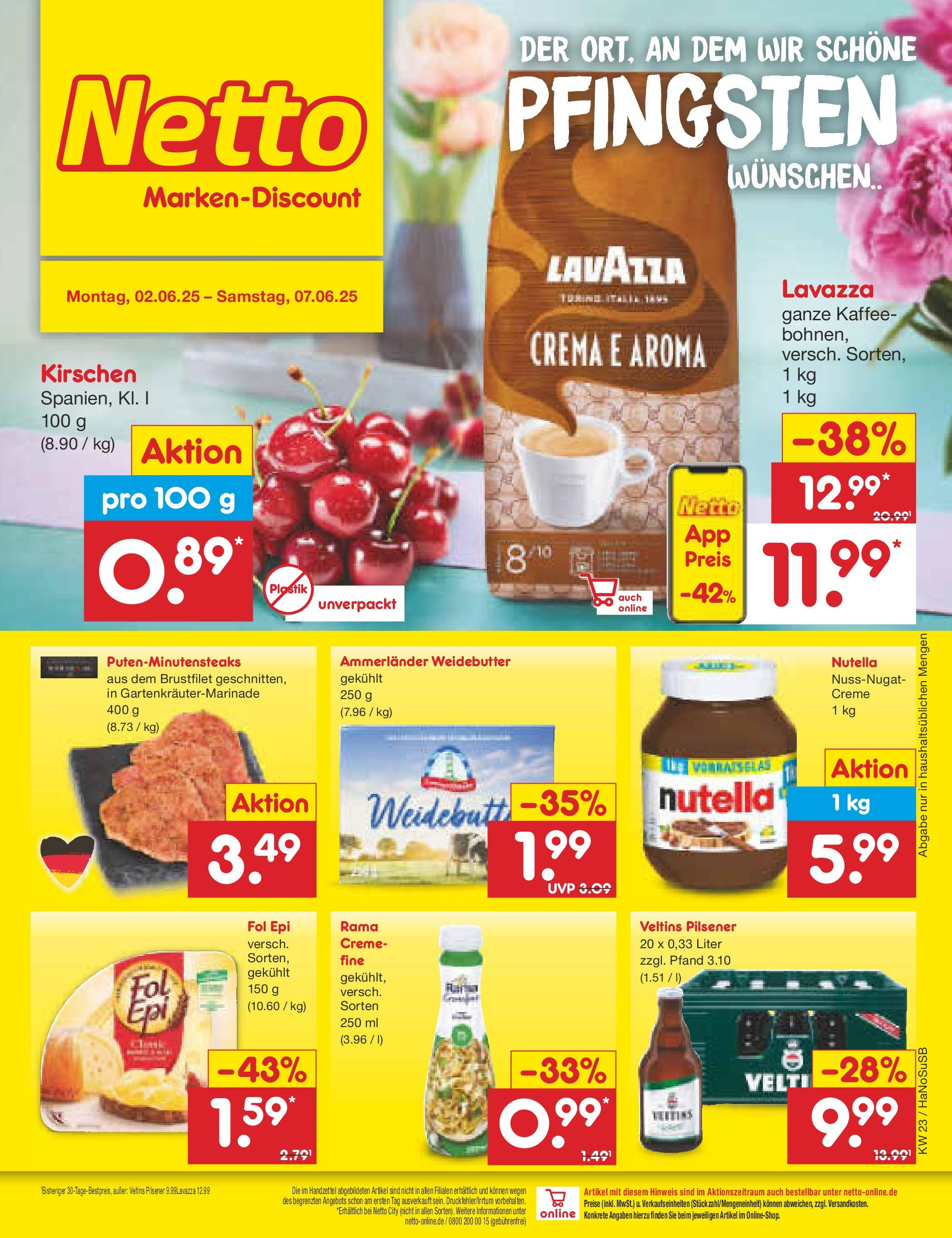 Netto Marken-Discount prospekt Schwerte-Geisecke (ab 01.06.2025) » Angebote | Seite: 1 | Produkte: Butter, Kaffee, Creme, Nutella