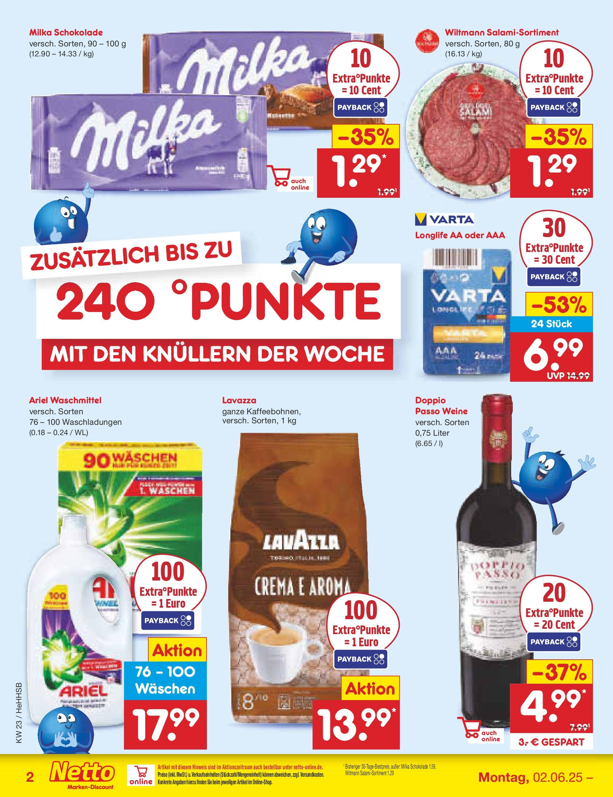 Netto Marken-Discount prospekt Hamburg (ab 01.06.2025) » Angebote | Seite: 2 | Produkte: Lavazza, Milka schokolade, Milka, Waschmittel