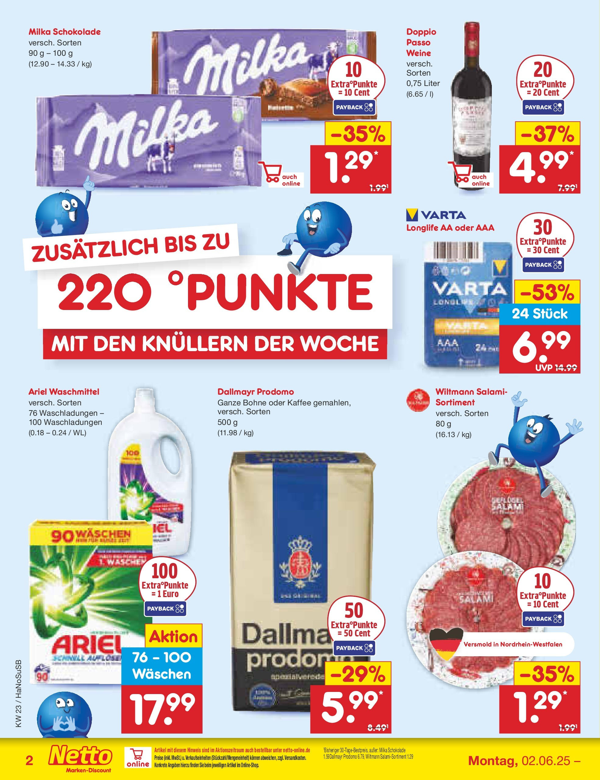 Netto Marken-Discount prospekt Schwerte-Geisecke (ab 01.06.2025) » Angebote | Seite: 2 | Produkte: Milka, Dallmayr, Salami, Dallmayr prodomo
