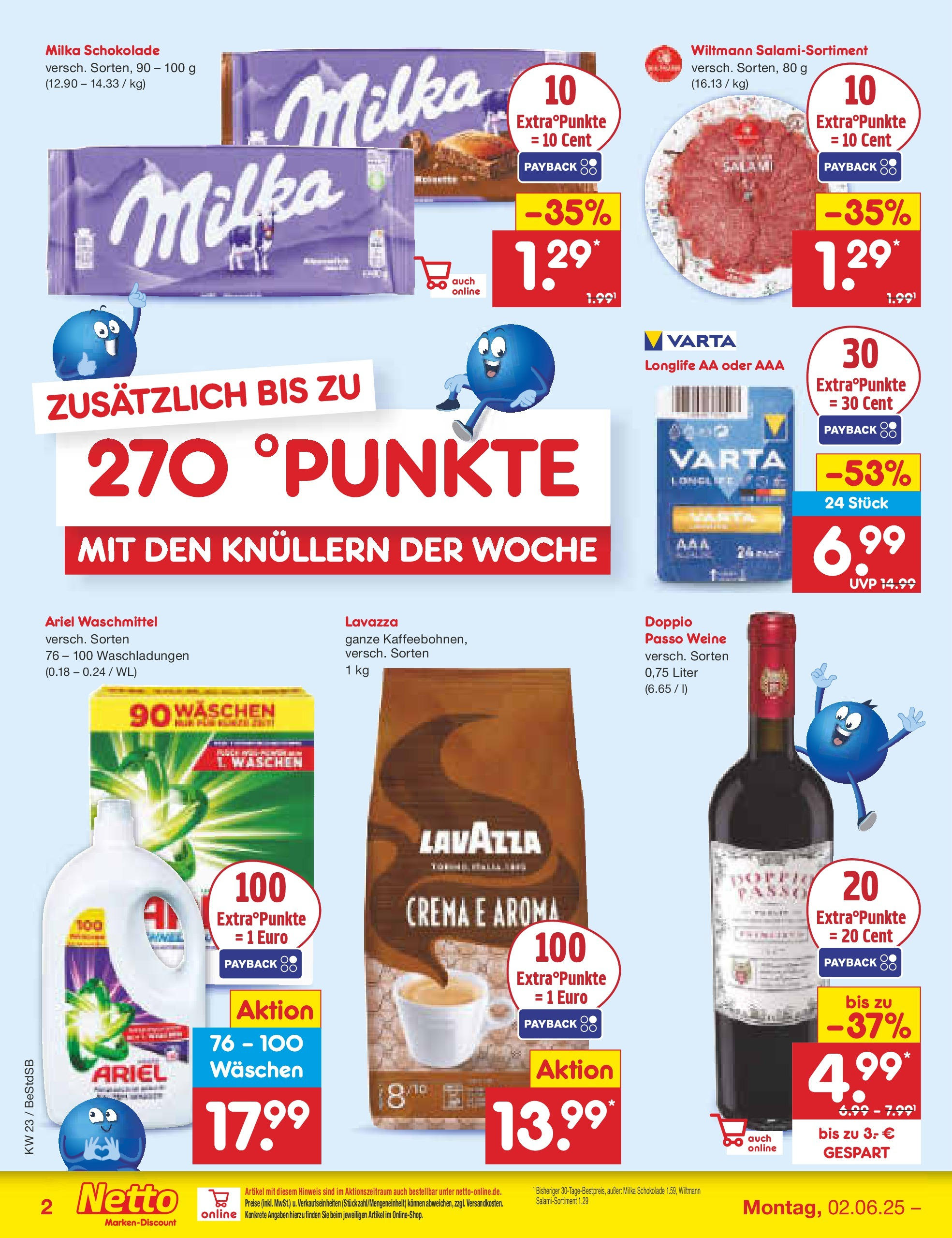 Netto Marken-Discount prospekt Berlin-Spandau (ab 01.06.2025) » Angebote | Seite: 2 | Produkte: Ariel, Milka, Waschmittel, Doppio Passo