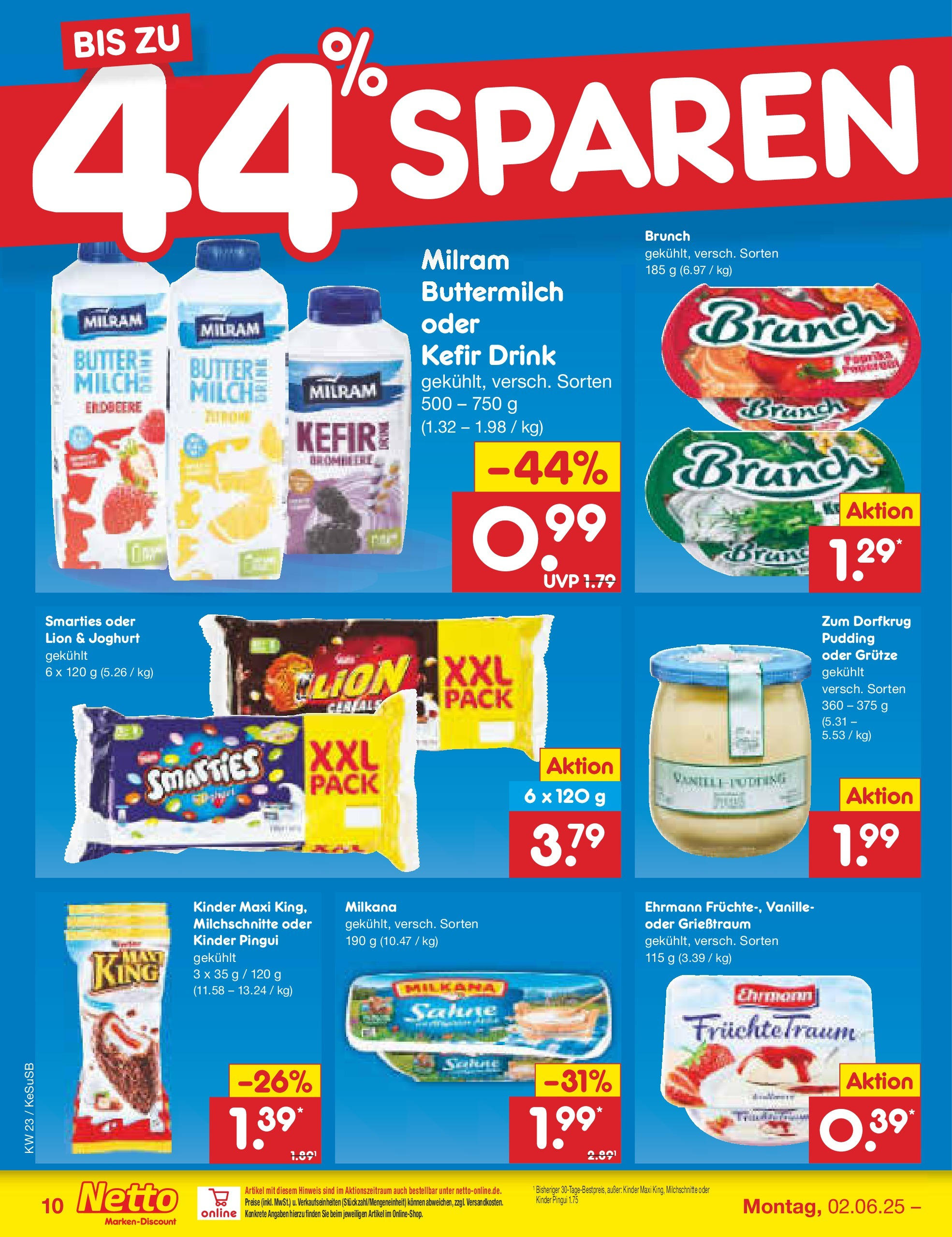 Netto Marken-Discount prospekt Kruft	 (ab 01.06.2025) » Angebote | Seite: 12 | Produkte: Buttermilch, Butter, Joghurt, Milkana