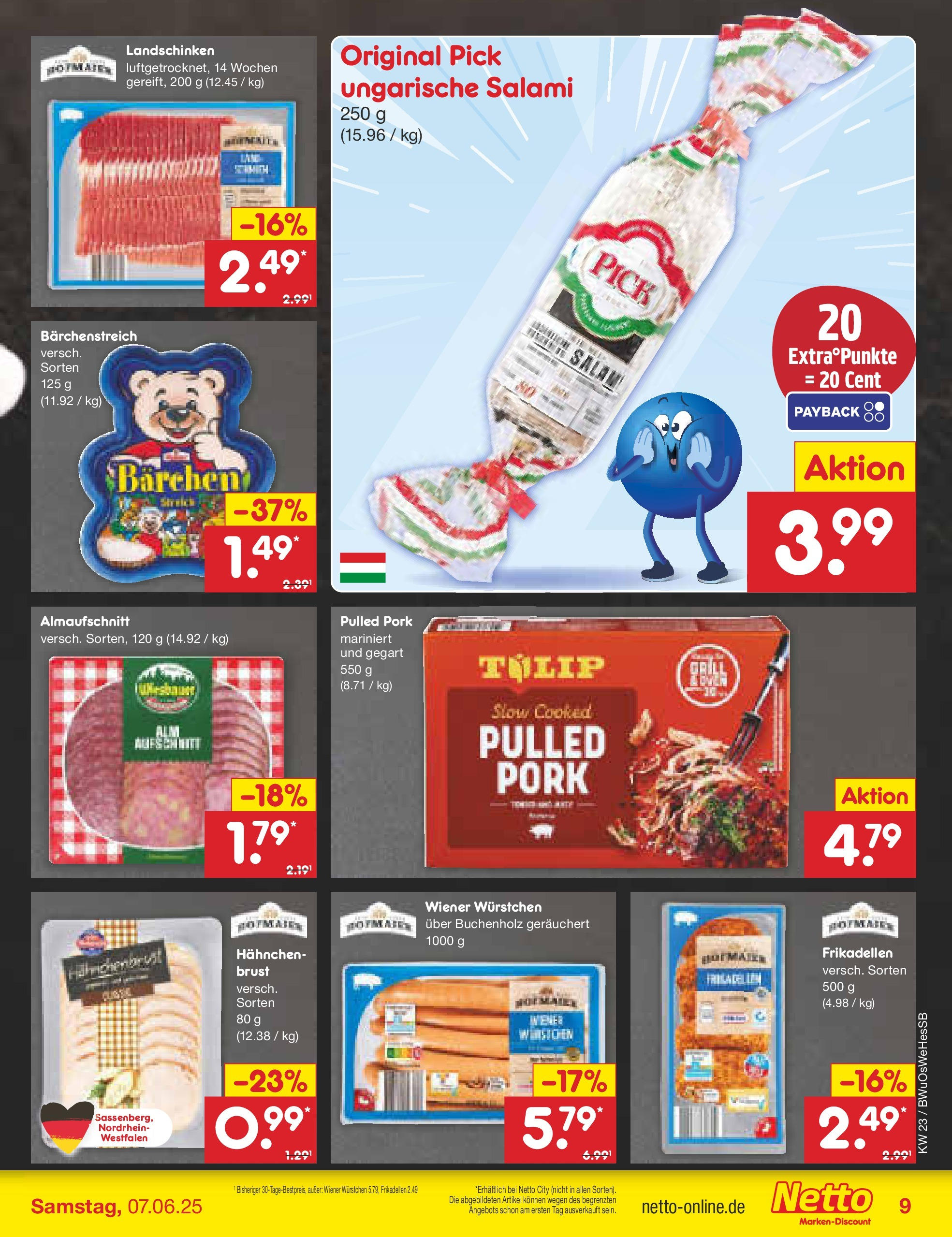 Netto Marken-Discount prospekt Witzenhausen	 (ab 01.06.2025) » Angebote | Seite: 11 | Produkte: Hahnchen, Wiener wurstchen, Salami, Hahnchenbrust
