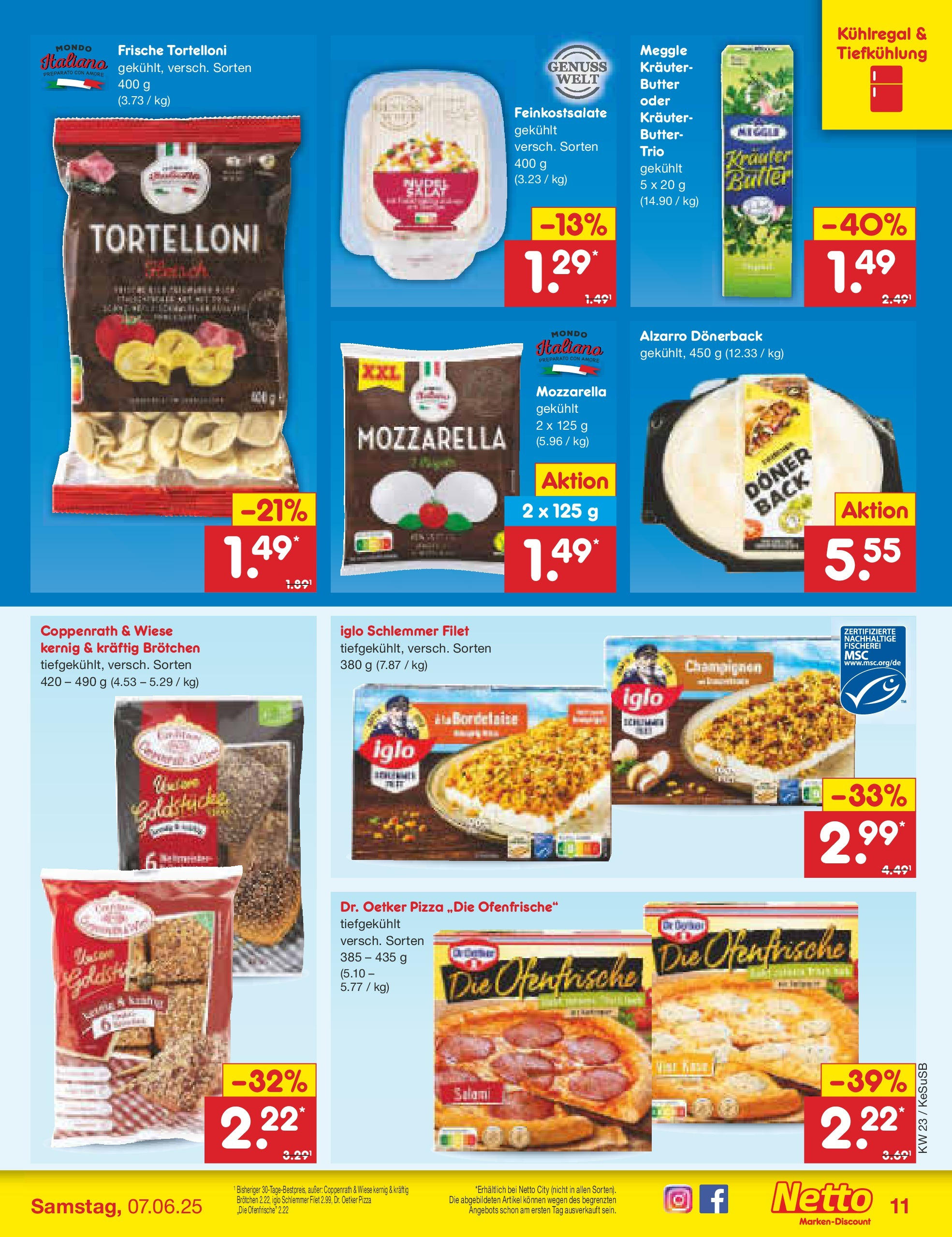 Netto Marken-Discount prospekt Kruft	 (ab 01.06.2025) » Angebote | Seite: 13 | Produkte: Butter, Mozzarella, Iglo, Salami