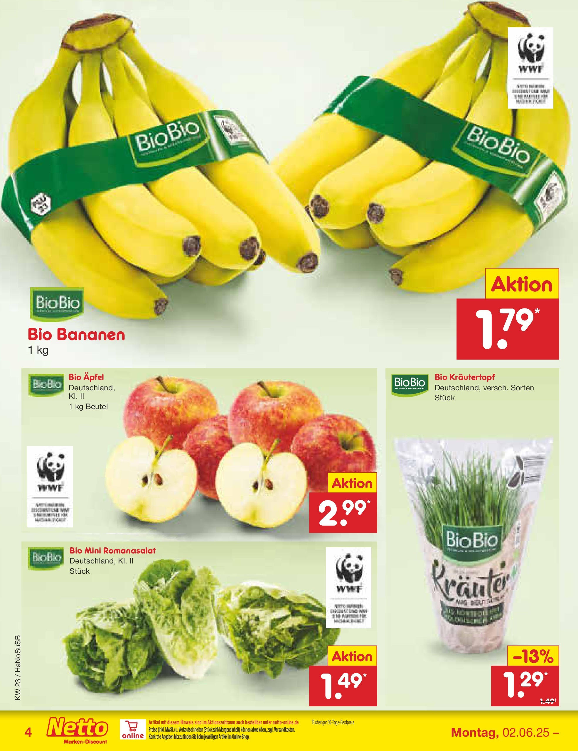 Netto Marken-Discount prospekt Schwerte-Geisecke (ab 01.06.2025) » Angebote | Seite: 4 | Produkte: Äpfel, Bananen