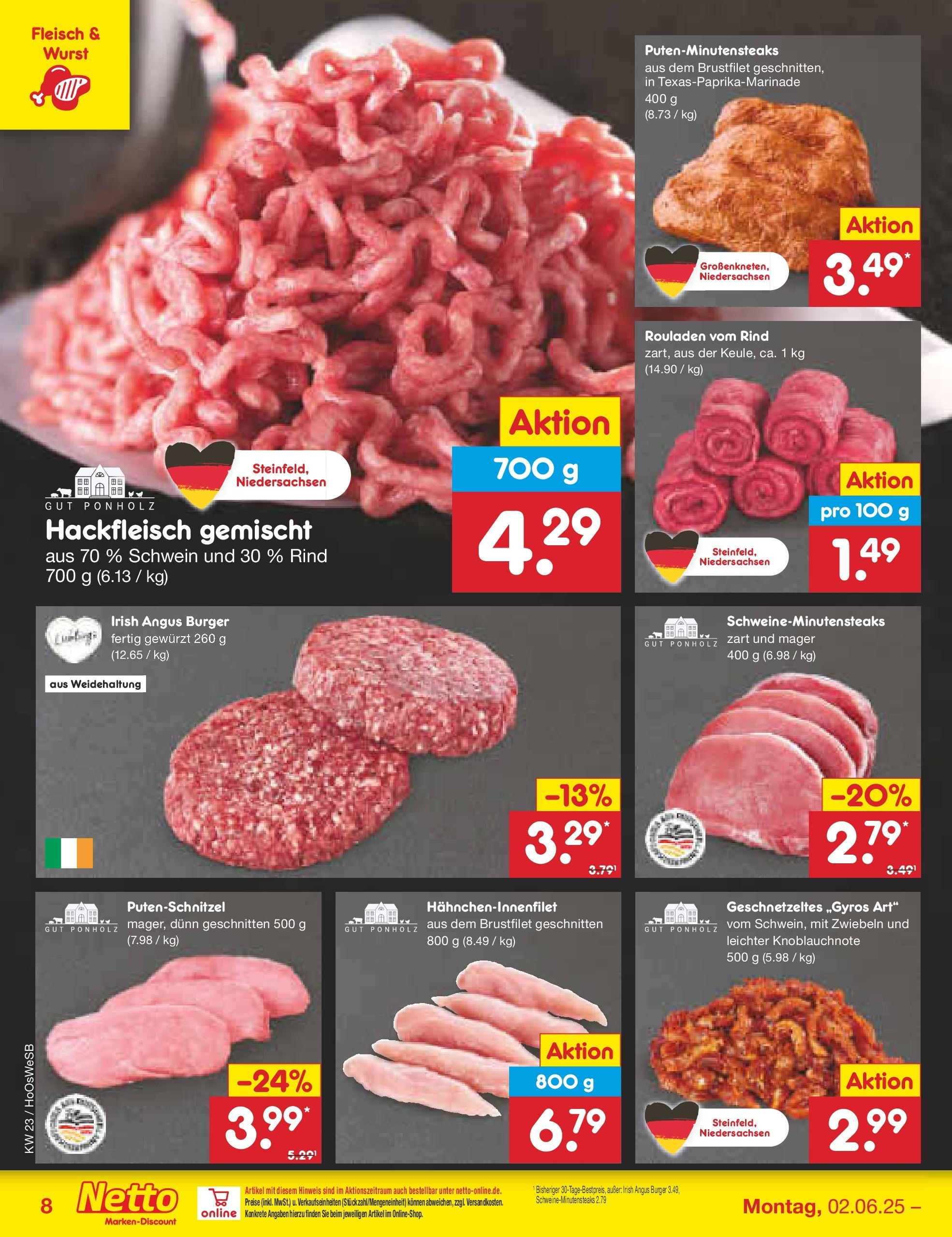 Netto Marken-Discount prospekt Hannover (ab 01.06.2025) » Angebote | Seite: 10 | Produkte: Burger, Zwiebeln, Fleisch, Hackfleisch