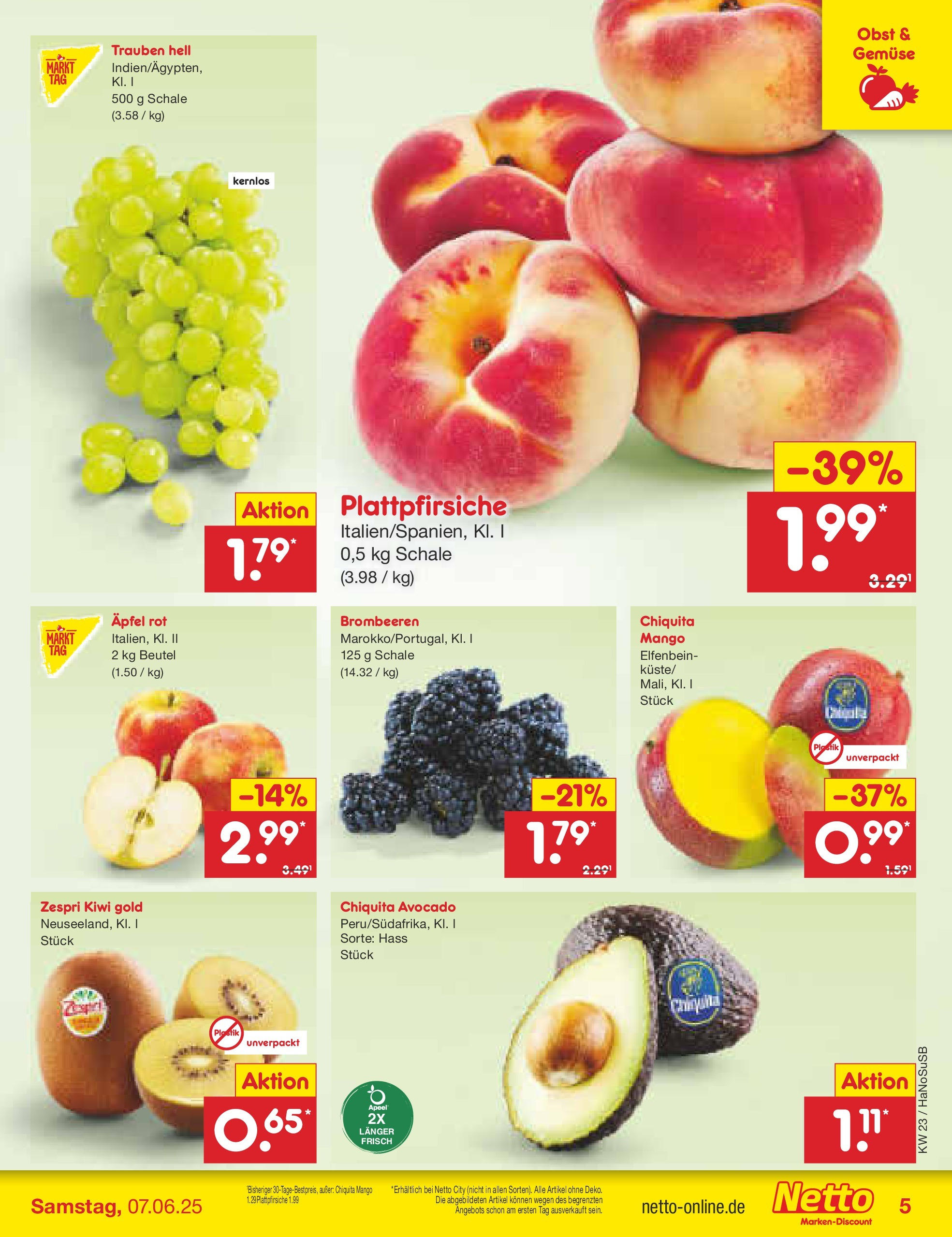 Netto Marken-Discount prospekt Schwerte-Geisecke (ab 01.06.2025) » Angebote | Seite: 5 | Produkte: Äpfel, Avocado, Mango, Kiwi