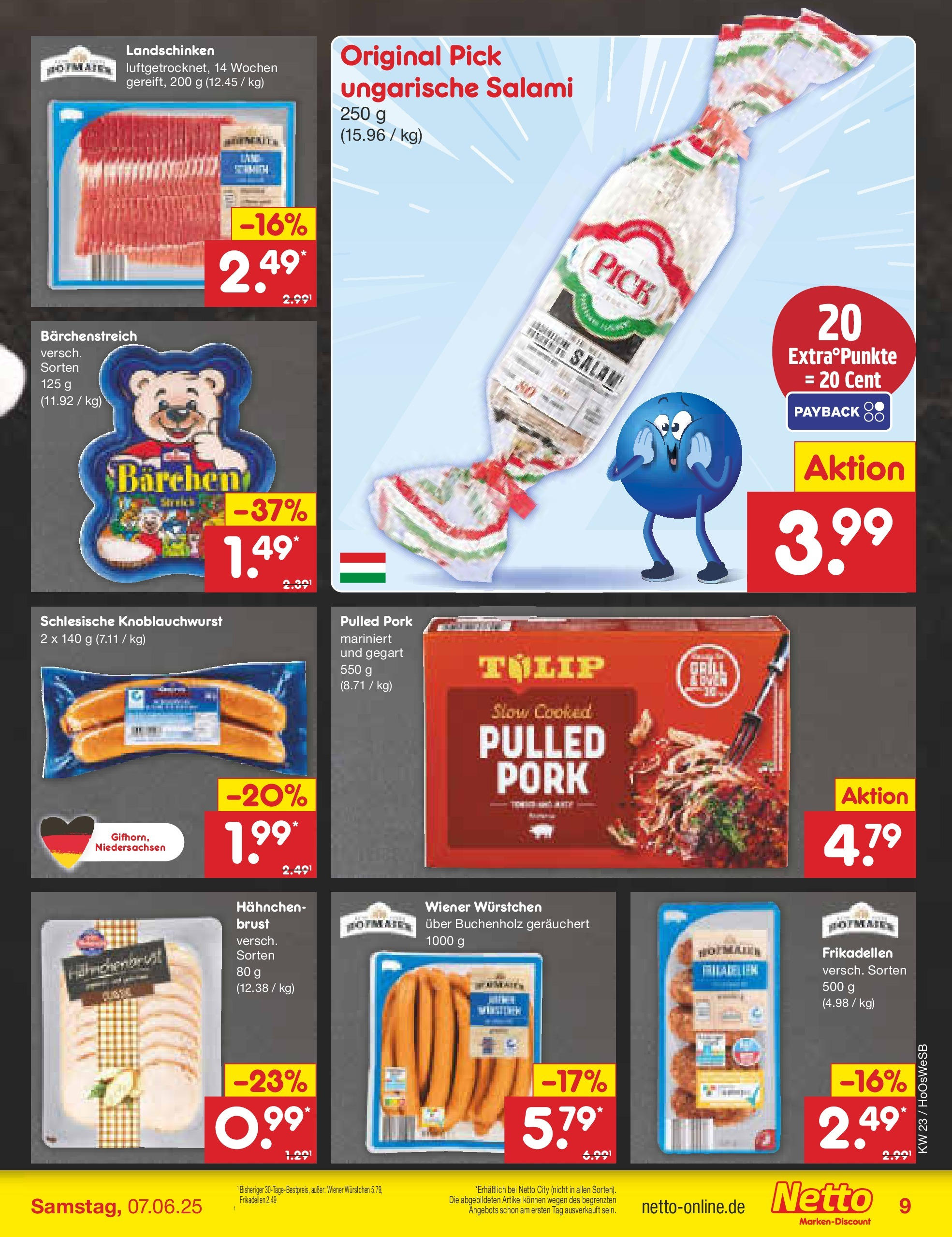Netto Marken-Discount prospekt Hannover (ab 01.06.2025) » Angebote | Seite: 11 | Produkte: Hahnchen, Wiener wurstchen, Salami, Hahnchenbrust