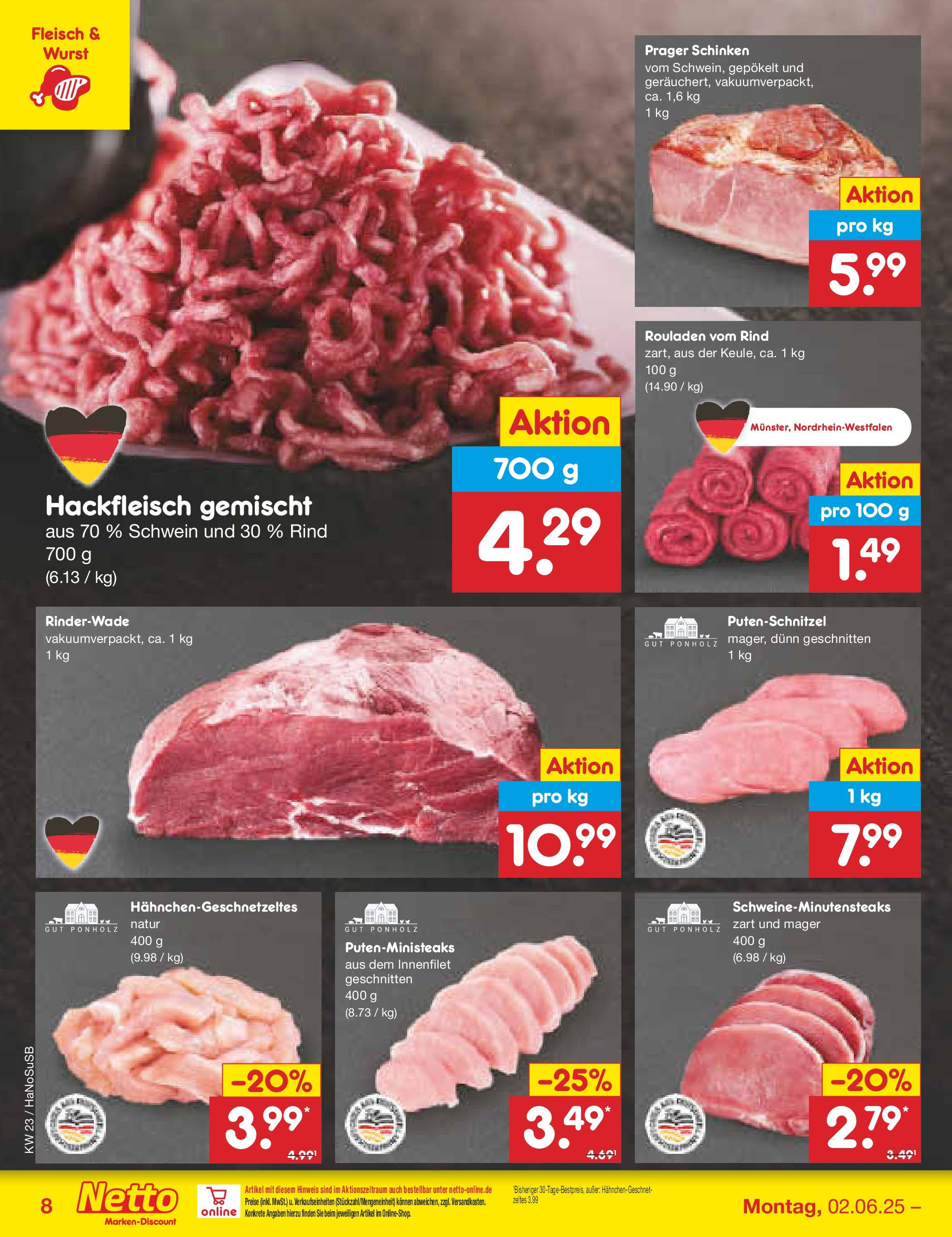 Netto Marken-Discount prospekt Schwerte-Geisecke (ab 01.06.2025) » Angebote | Seite: 10 | Produkte: Wurst, Schinken, Fleisch, Hackfleisch