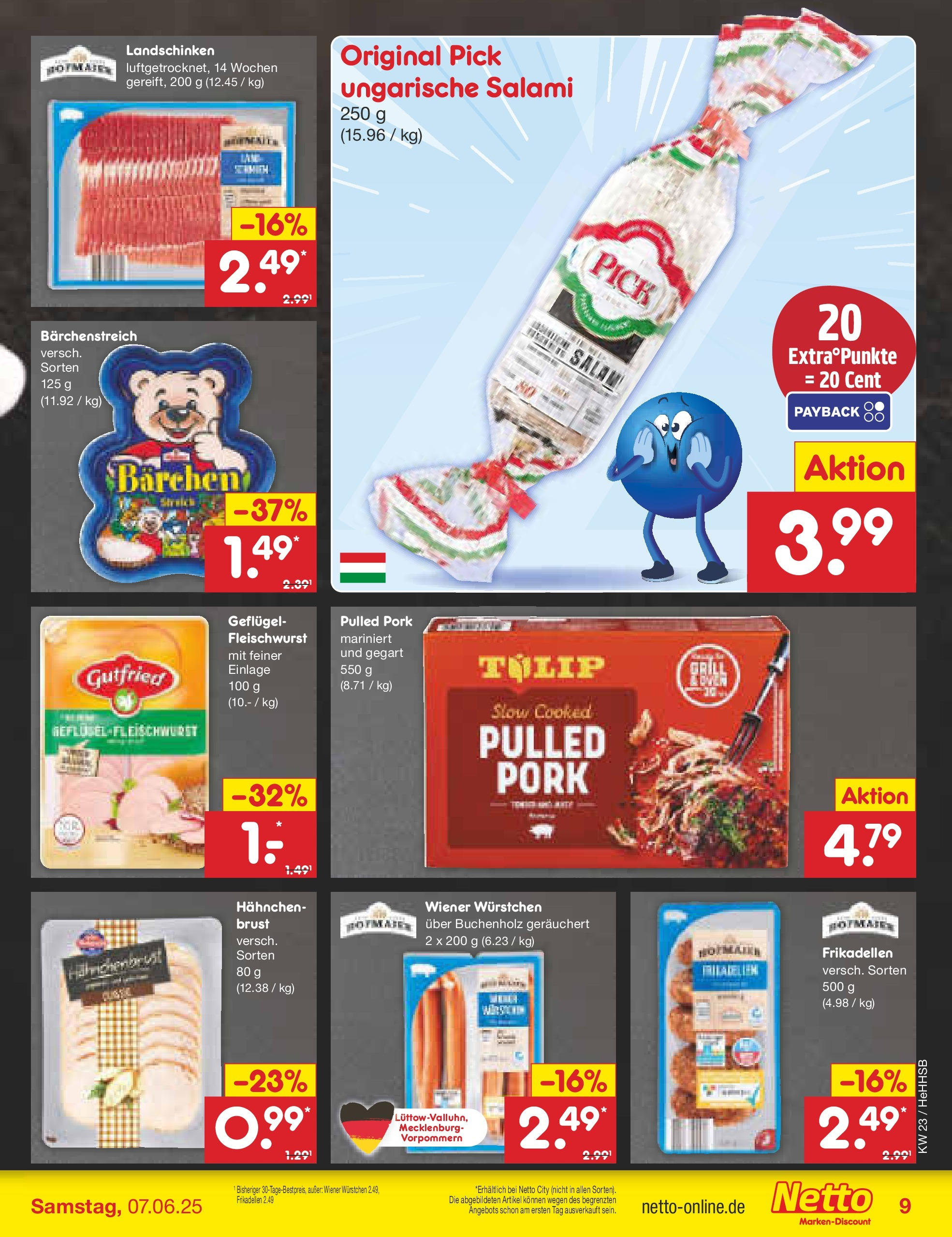 Netto Marken-Discount prospekt Hamburg (ab 01.06.2025) » Angebote | Seite: 11 | Produkte: Hahnchen, Wiener wurstchen, Salami, Hahnchenbrust