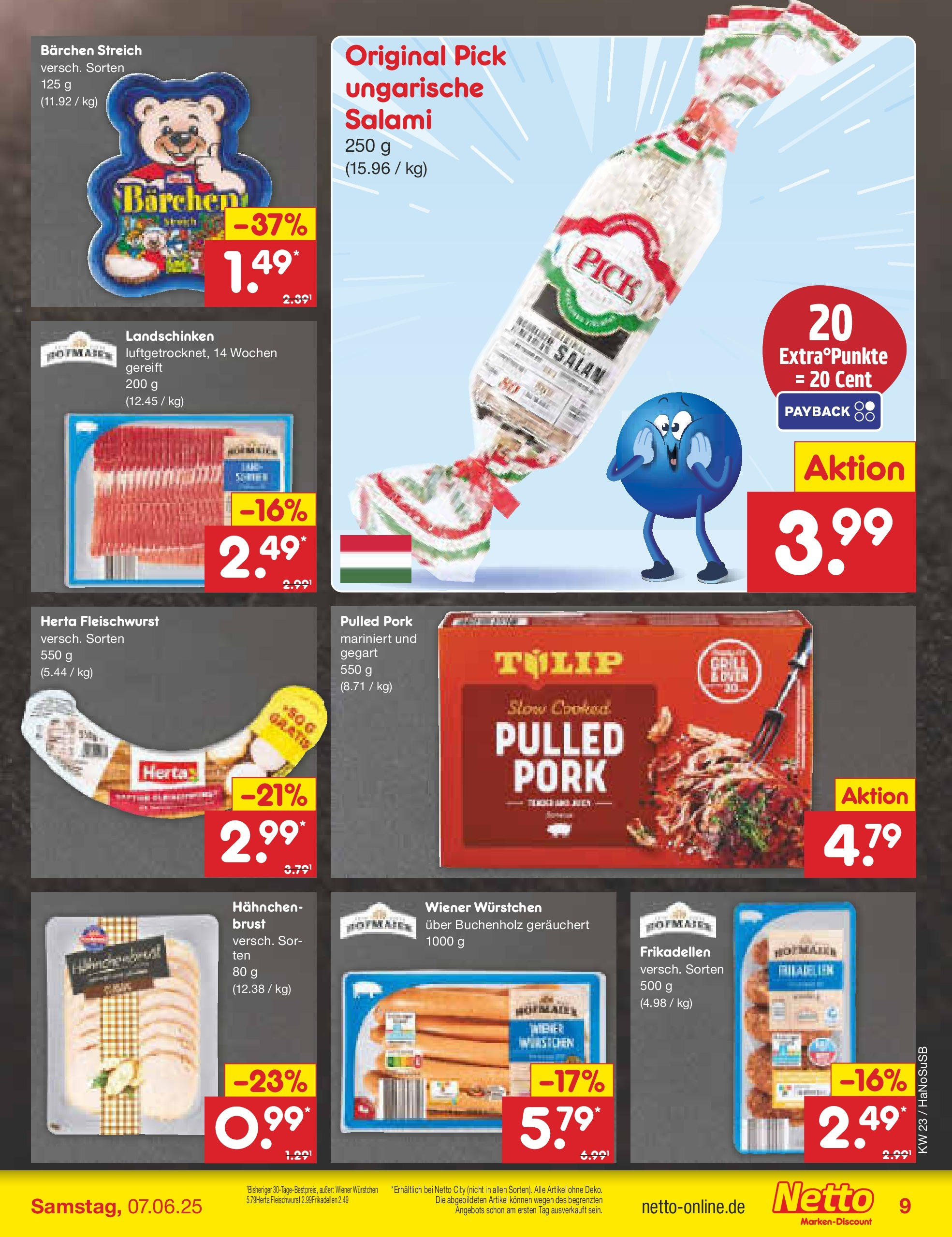 Netto Marken-Discount prospekt Schwerte-Geisecke (ab 01.06.2025) » Angebote | Seite: 11 | Produkte: Herta fleischwurst, Hahnchen, Wiener wurstchen, Salami