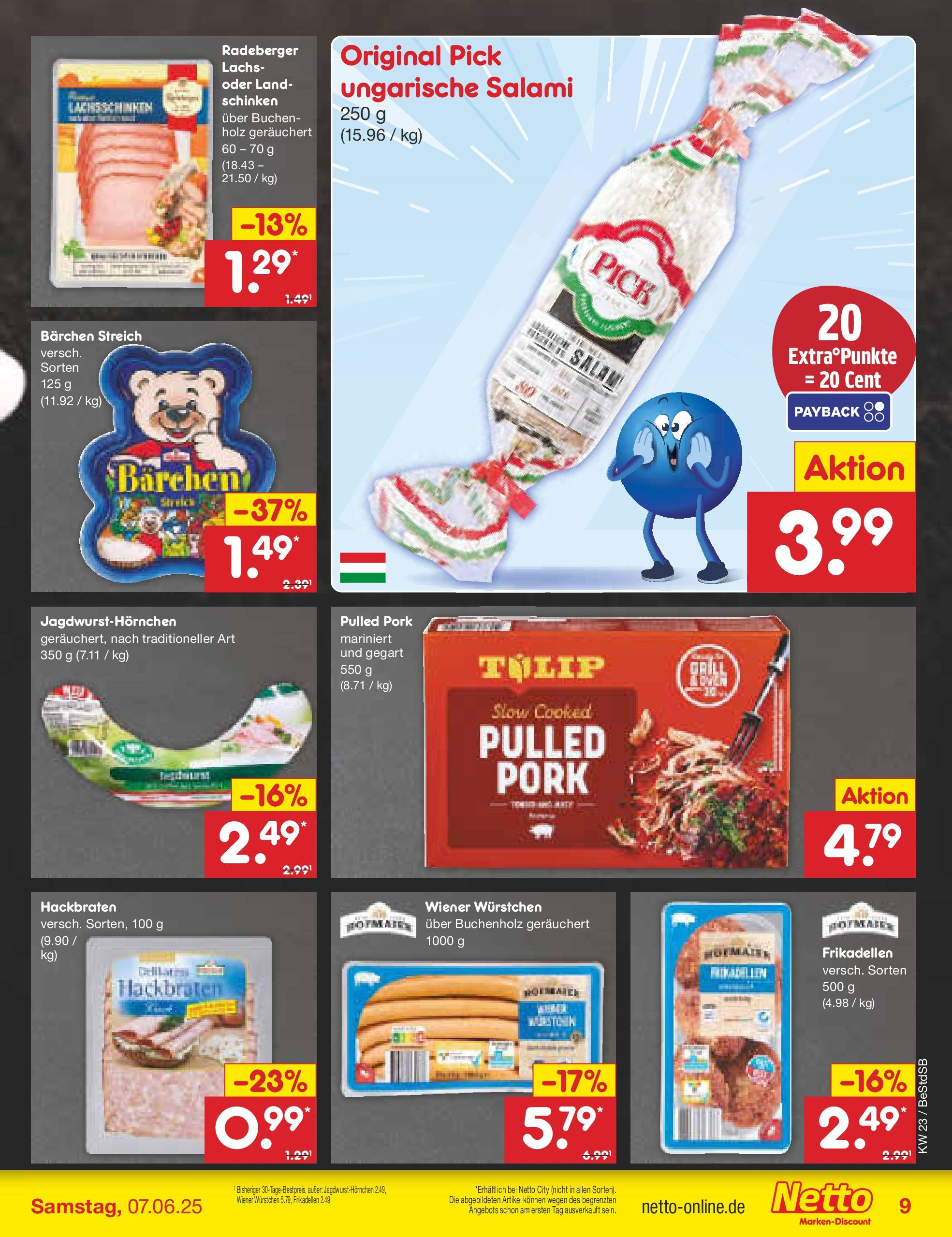 Netto Marken-Discount prospekt Berlin-Spandau (ab 01.06.2025) » Angebote | Seite: 11 | Produkte: Wiener wurstchen, Lachs, Salami, Schinken