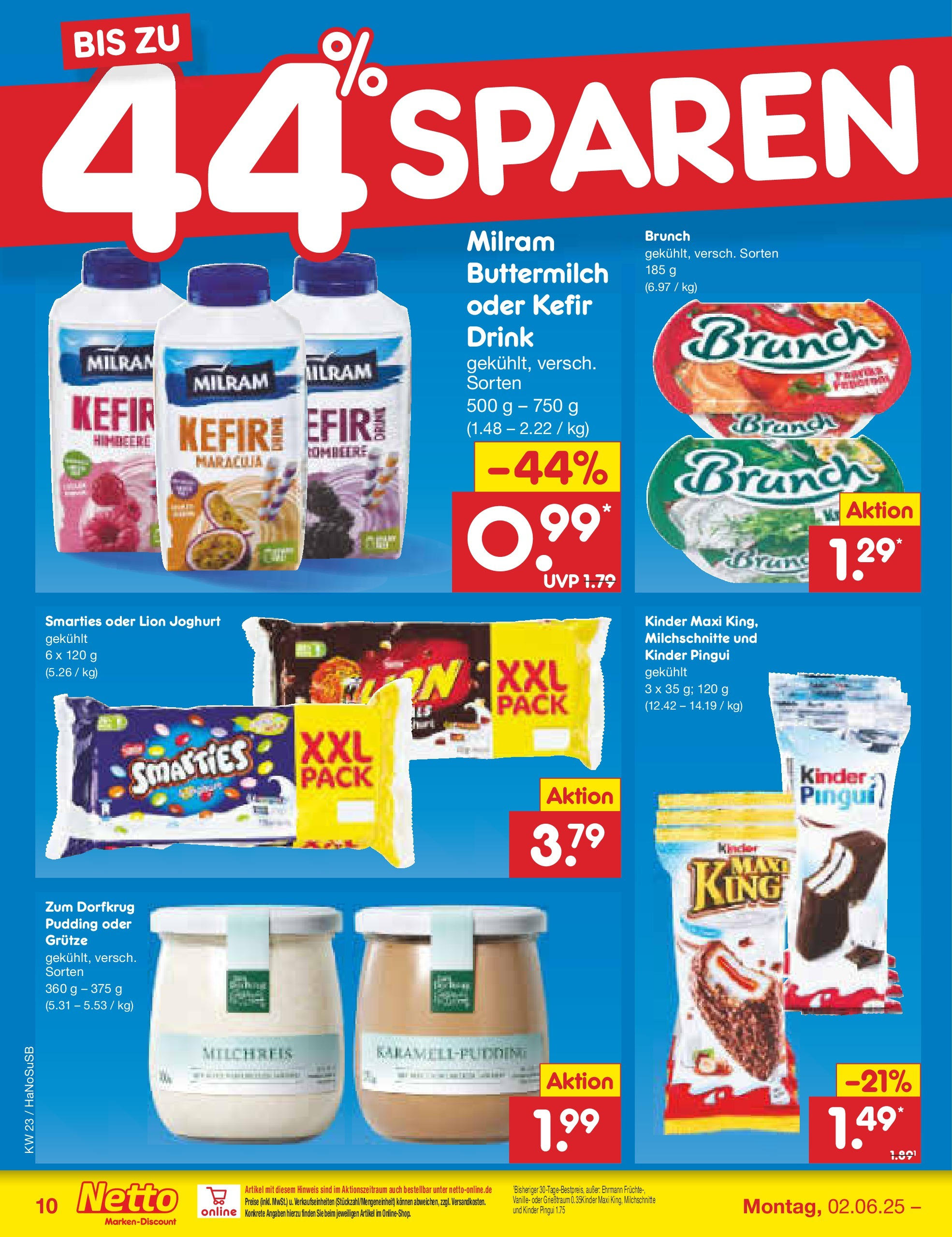 Netto Marken-Discount prospekt Schwerte-Geisecke (ab 01.06.2025) » Angebote | Seite: 12 | Produkte: Kefir, Buttermilch, Joghurt, Smarties