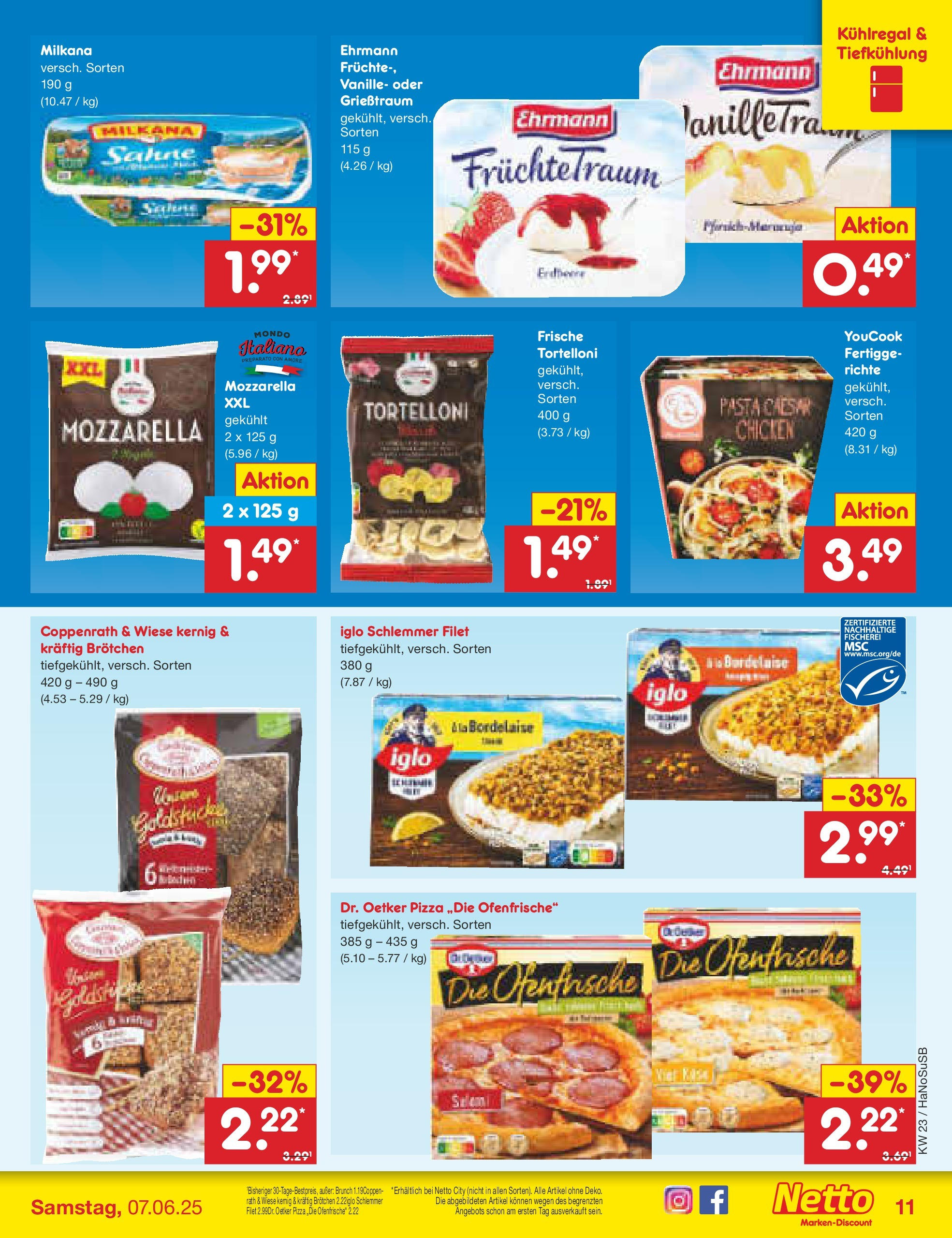 Netto Marken-Discount prospekt Schwerte-Geisecke (ab 01.06.2025) » Angebote | Seite: 13 | Produkte: Youcook, Mozzarella, Iglo, Pasta