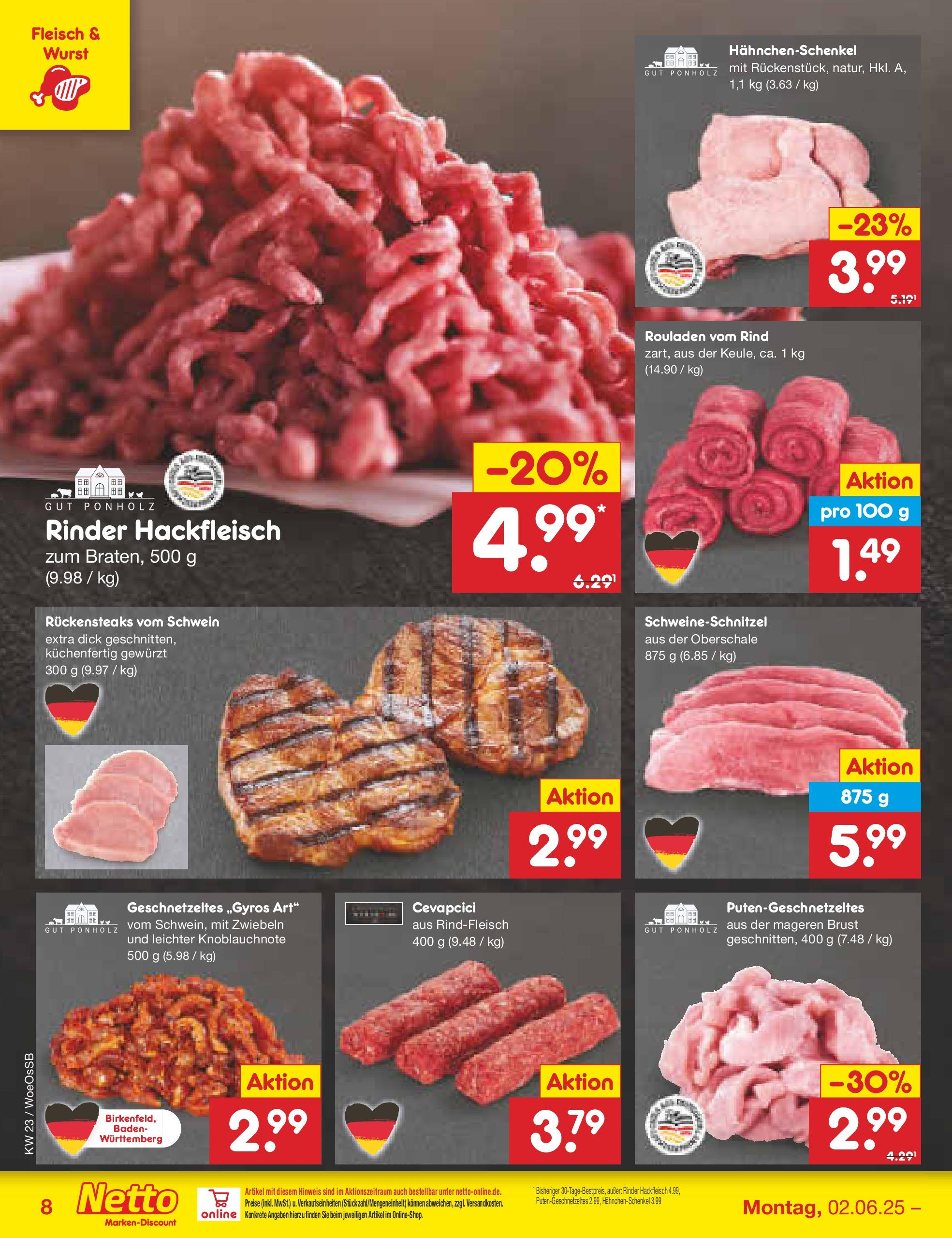 Netto Marken-Discount prospekt Gemmingen (ab 01.06.2025) » Angebote | Seite: 10 | Produkte: Cevapcici, Zwiebeln, Wurst, Fleisch